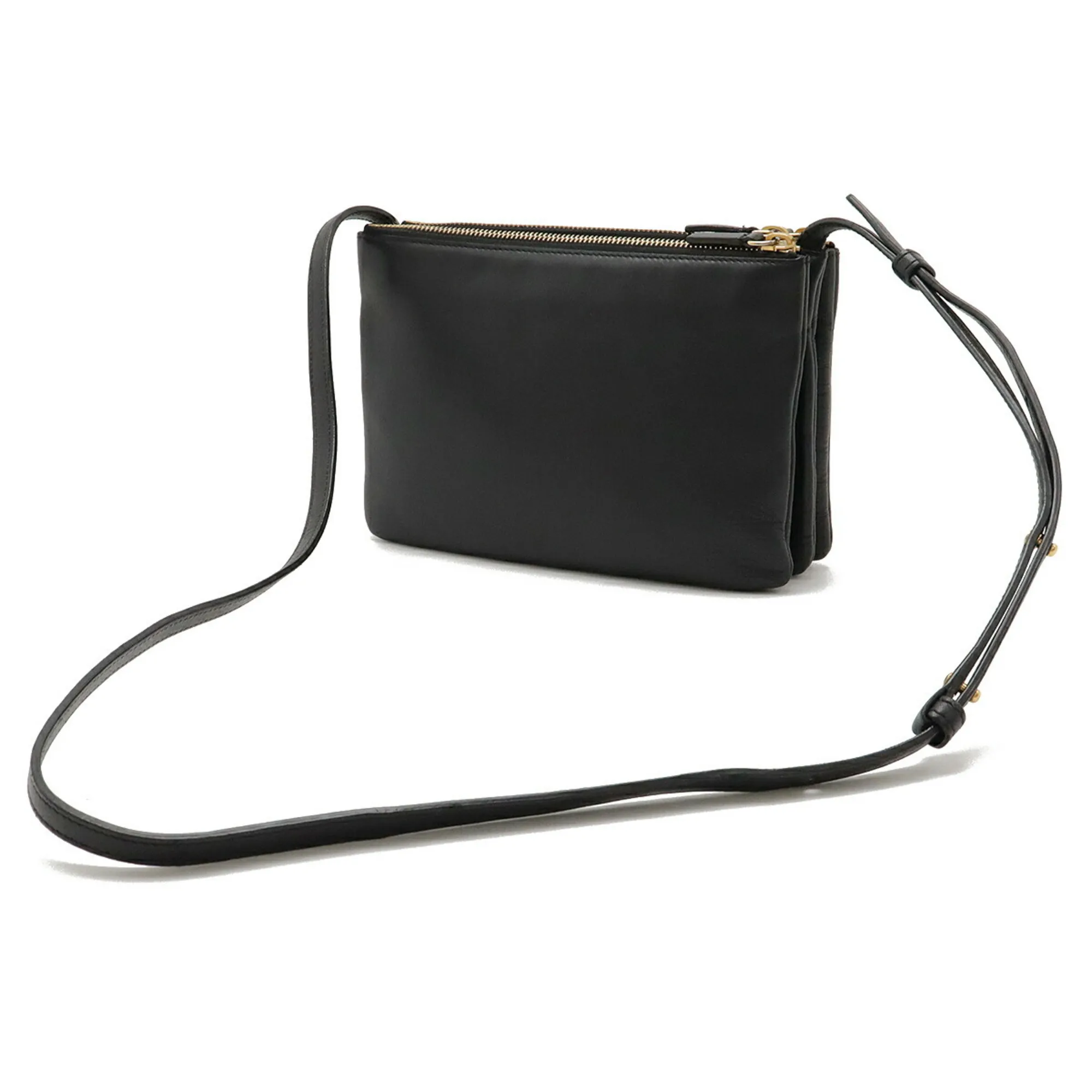 CELINE Black Leather Shoulder Bag