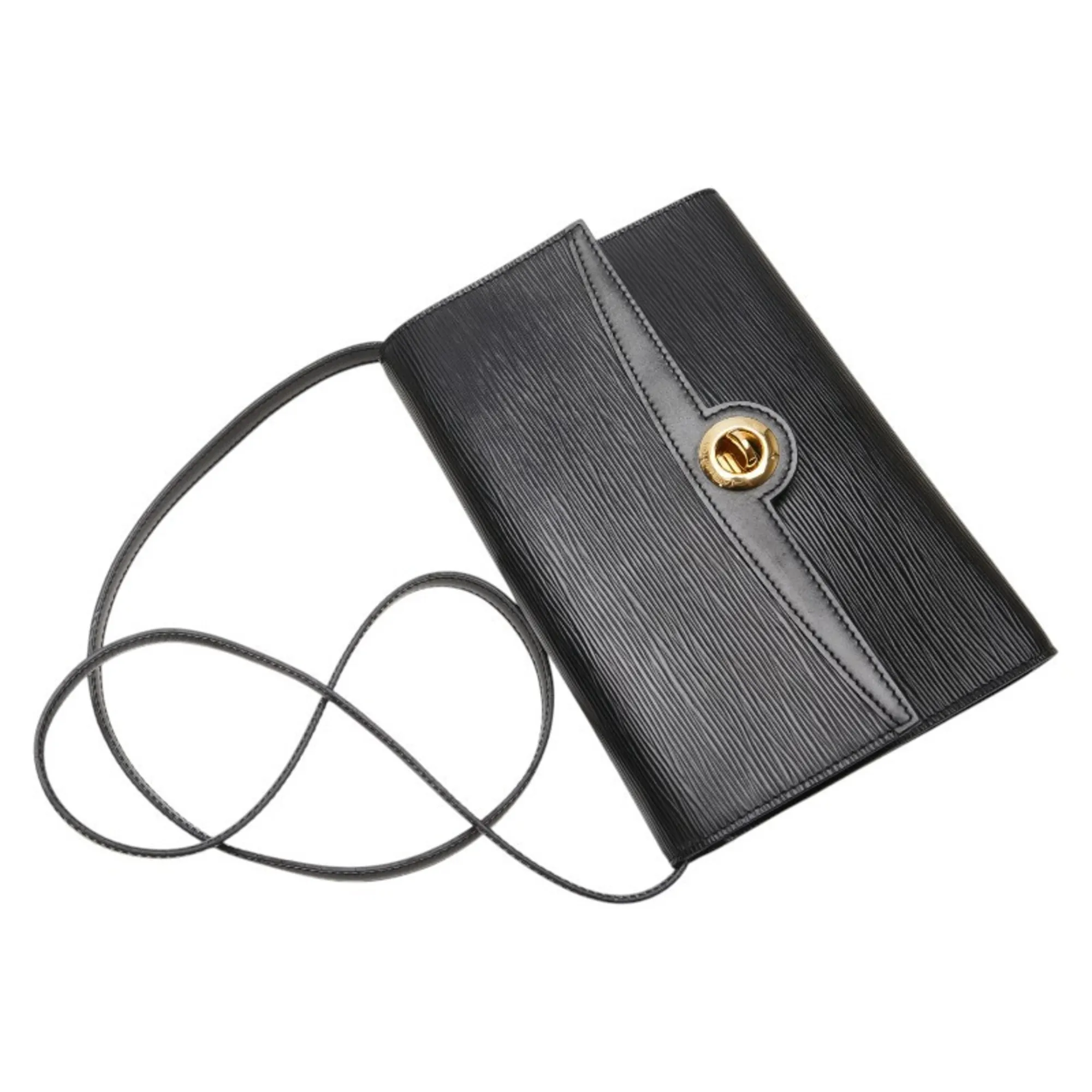 LOUIS VUITTON Black Leather Shoulder Bag