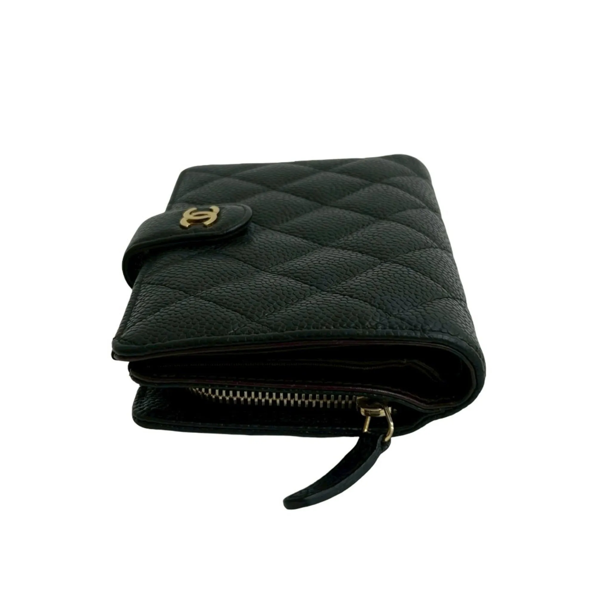 CHANEL Black Caviar Leather Logo Wallet