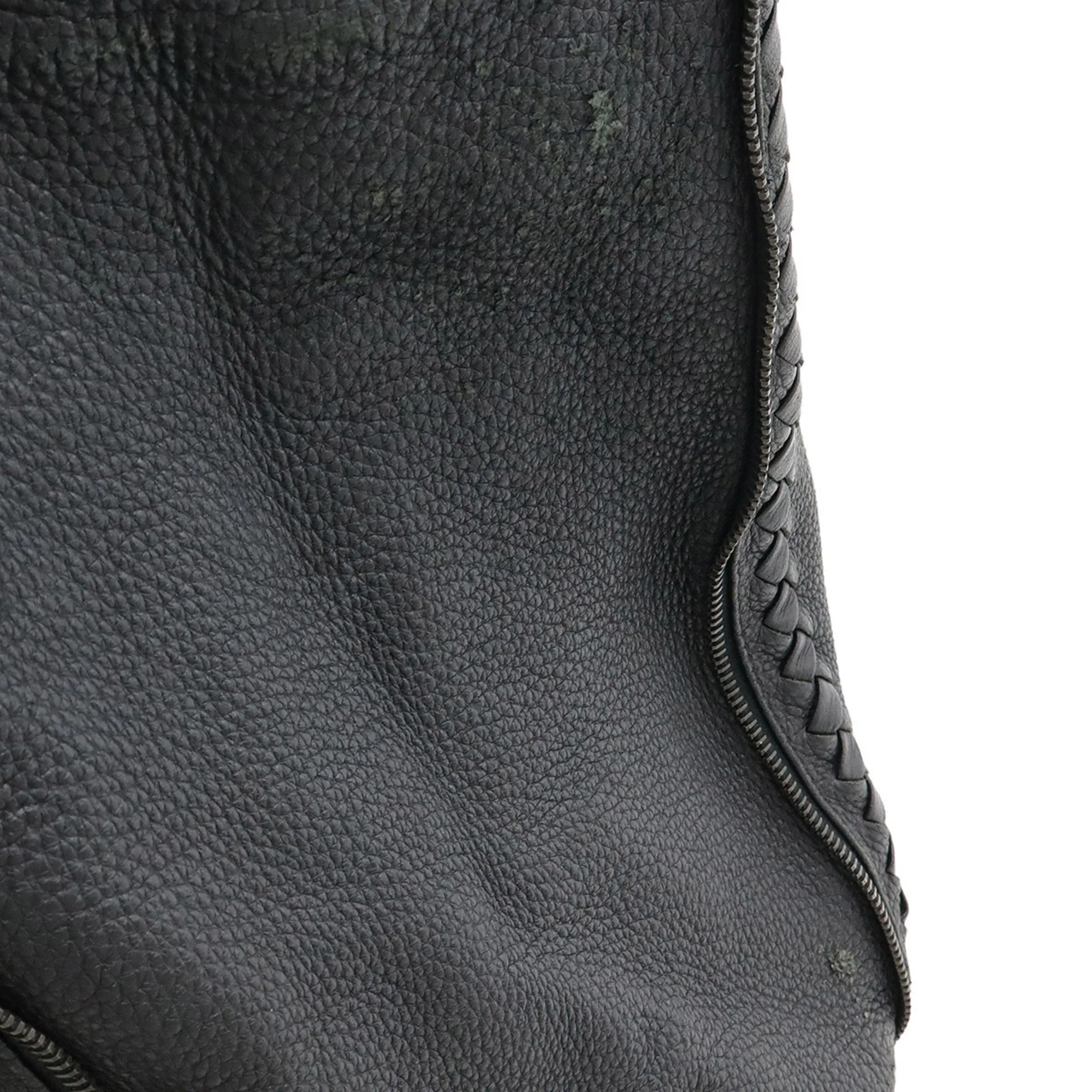 BOTTEGA VENETA Black Leather Intrecciato Shoulder Bag