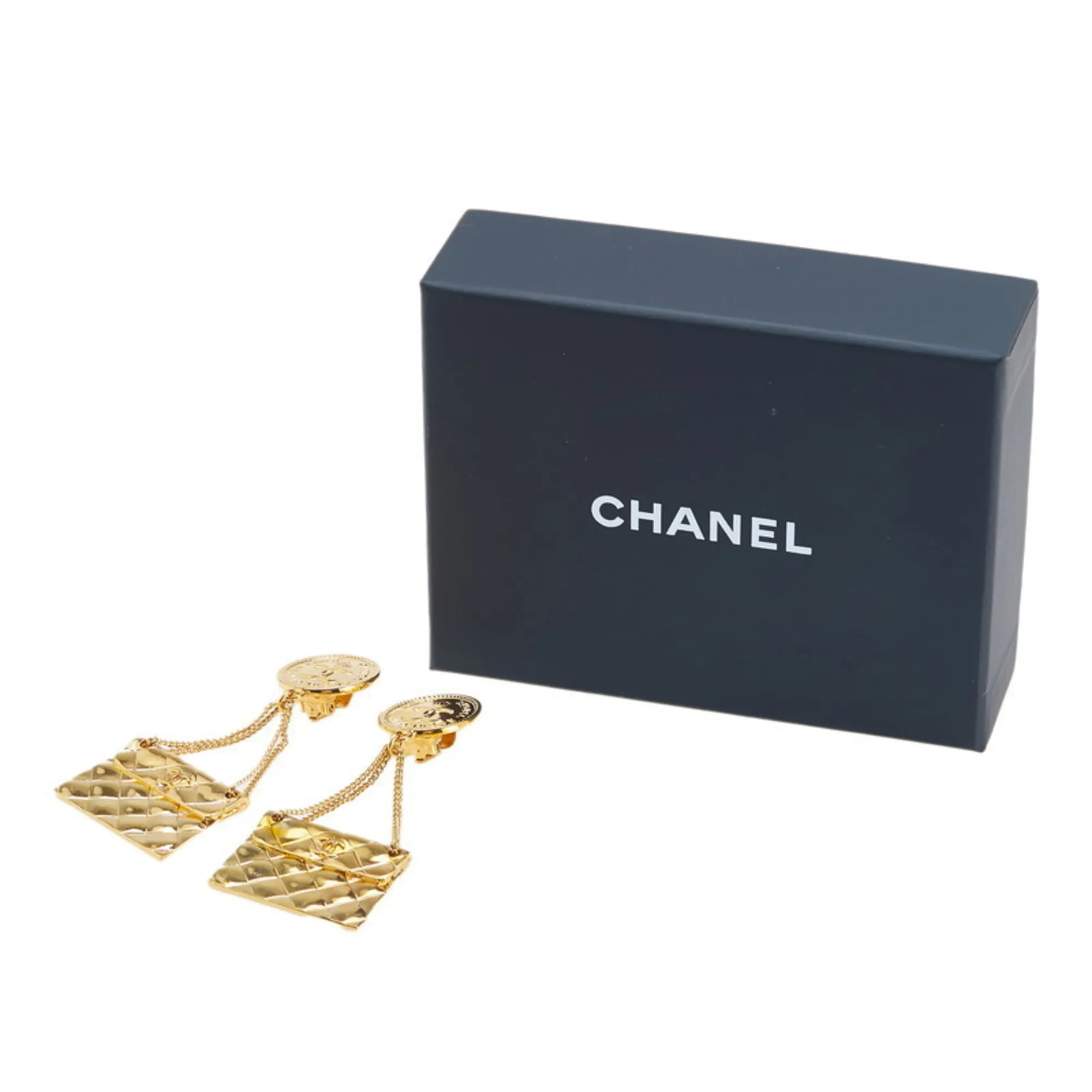 CHANEL Vintage Gold Logo Earrings