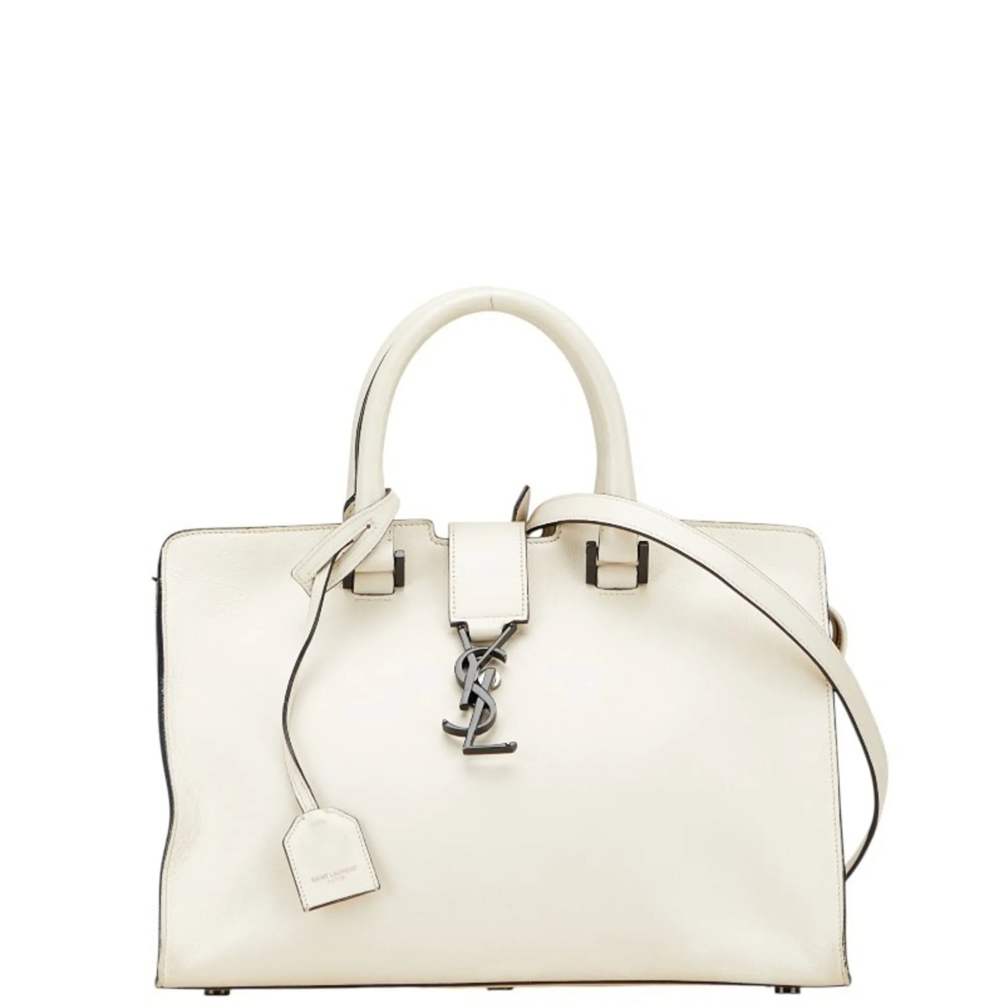 SAINT LAURENT White Leather Shoulder Bag