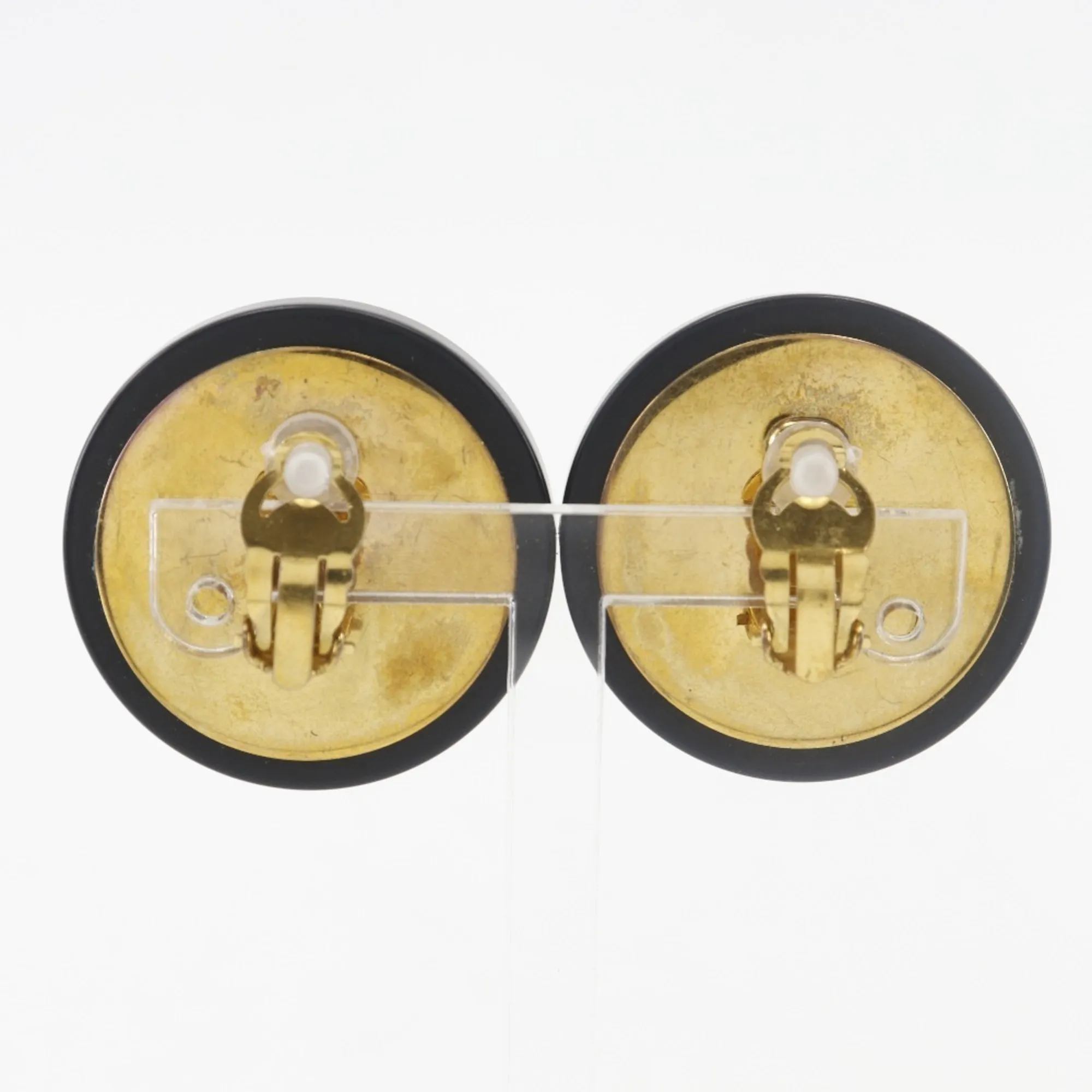 CHANEL Black Logo Earrings