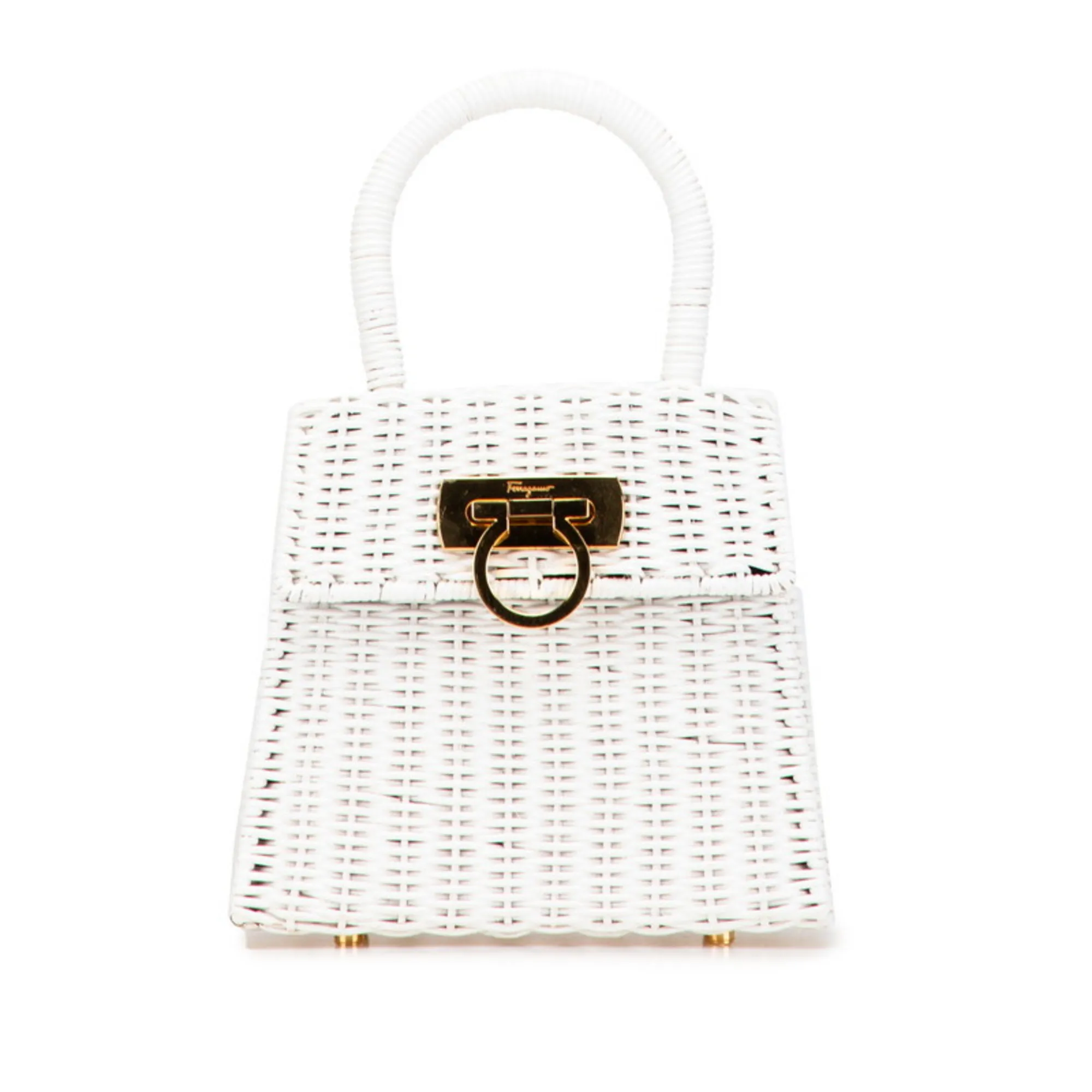 SALVATORE FERRAGAMO White Straw Bag