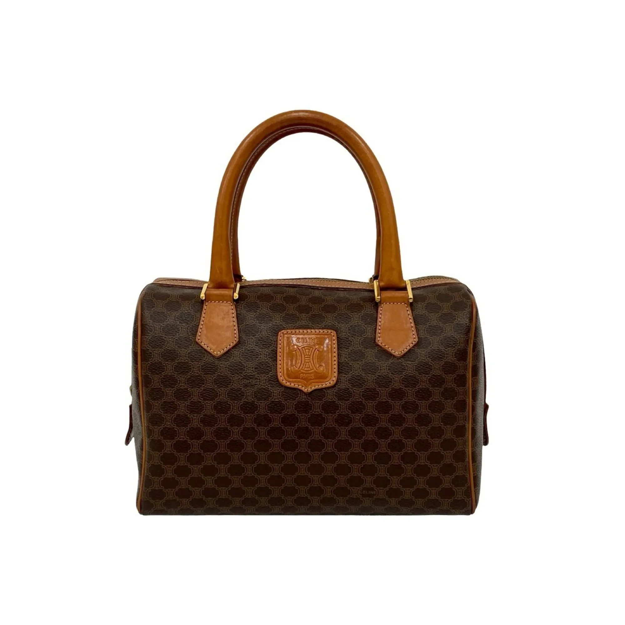 CELINE Brown Leather Boston Bag