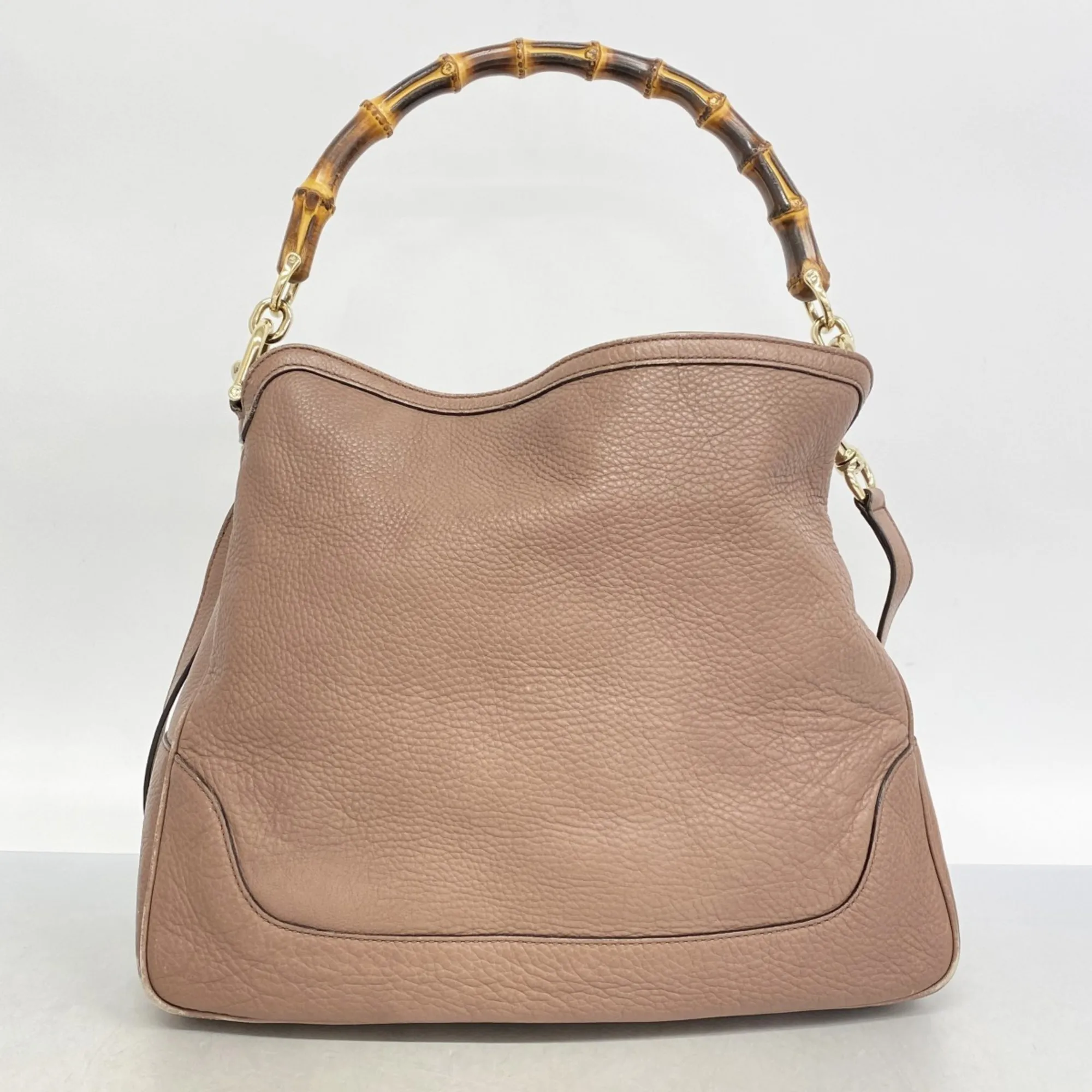 GUCCI Brown Leather Bamboo Bag
