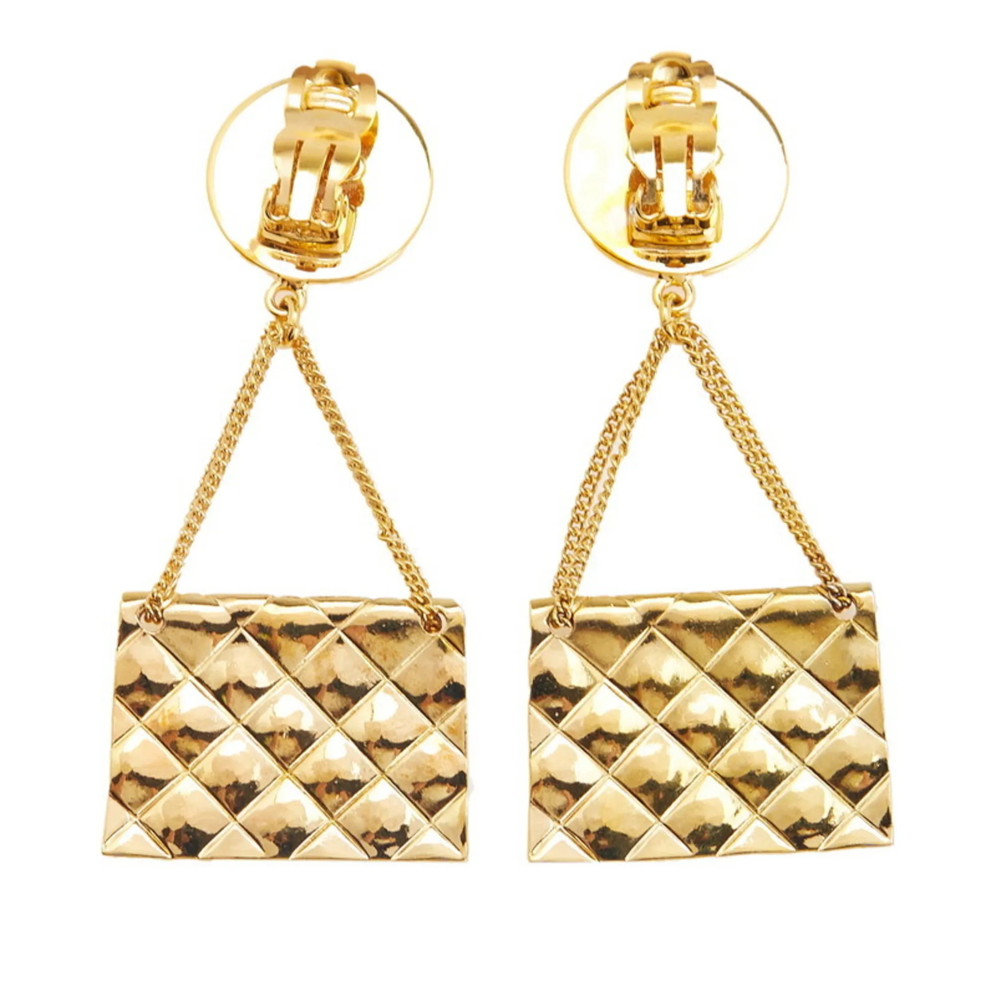CHANEL Vintage Gold Logo Earrings