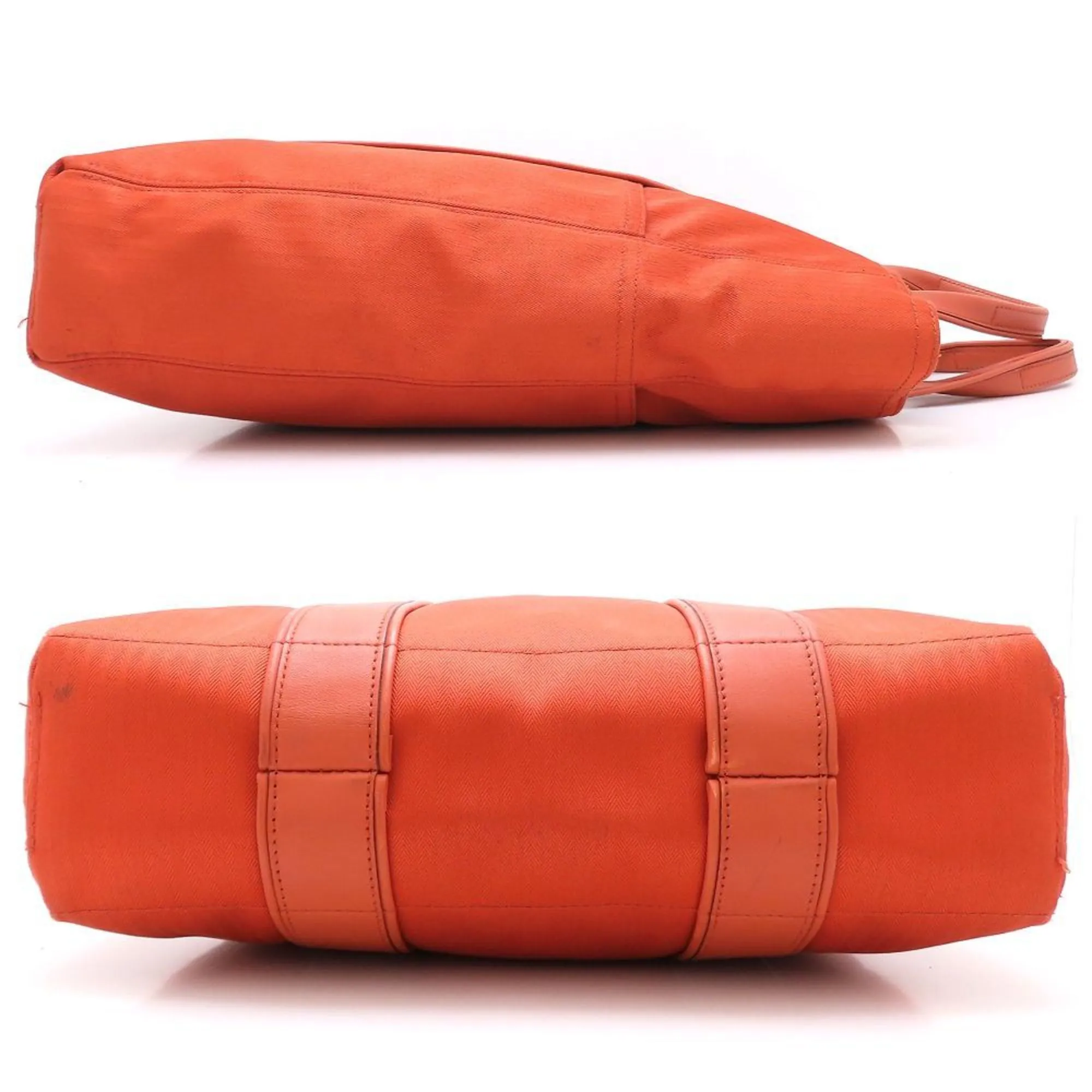 HERMES Orange Leather Tote Bag