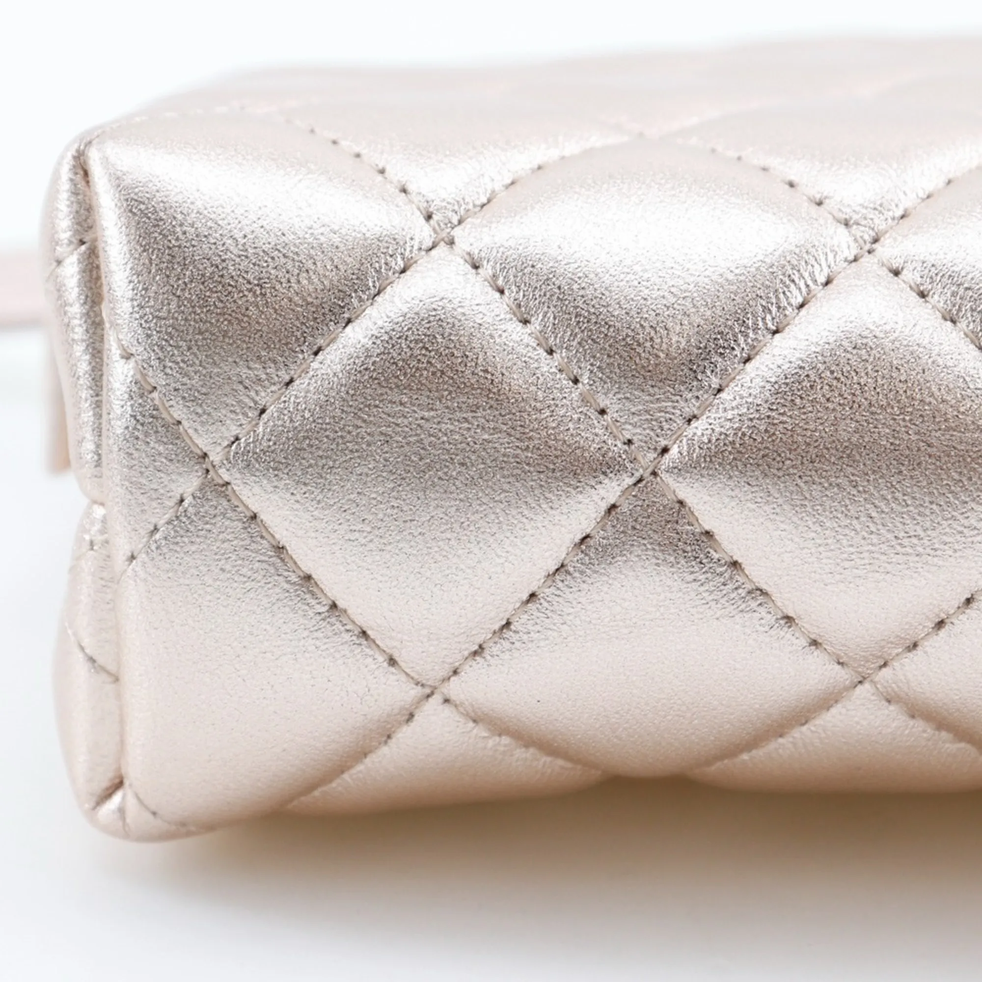 CHANEL Pink Lambskin Leather Pouch