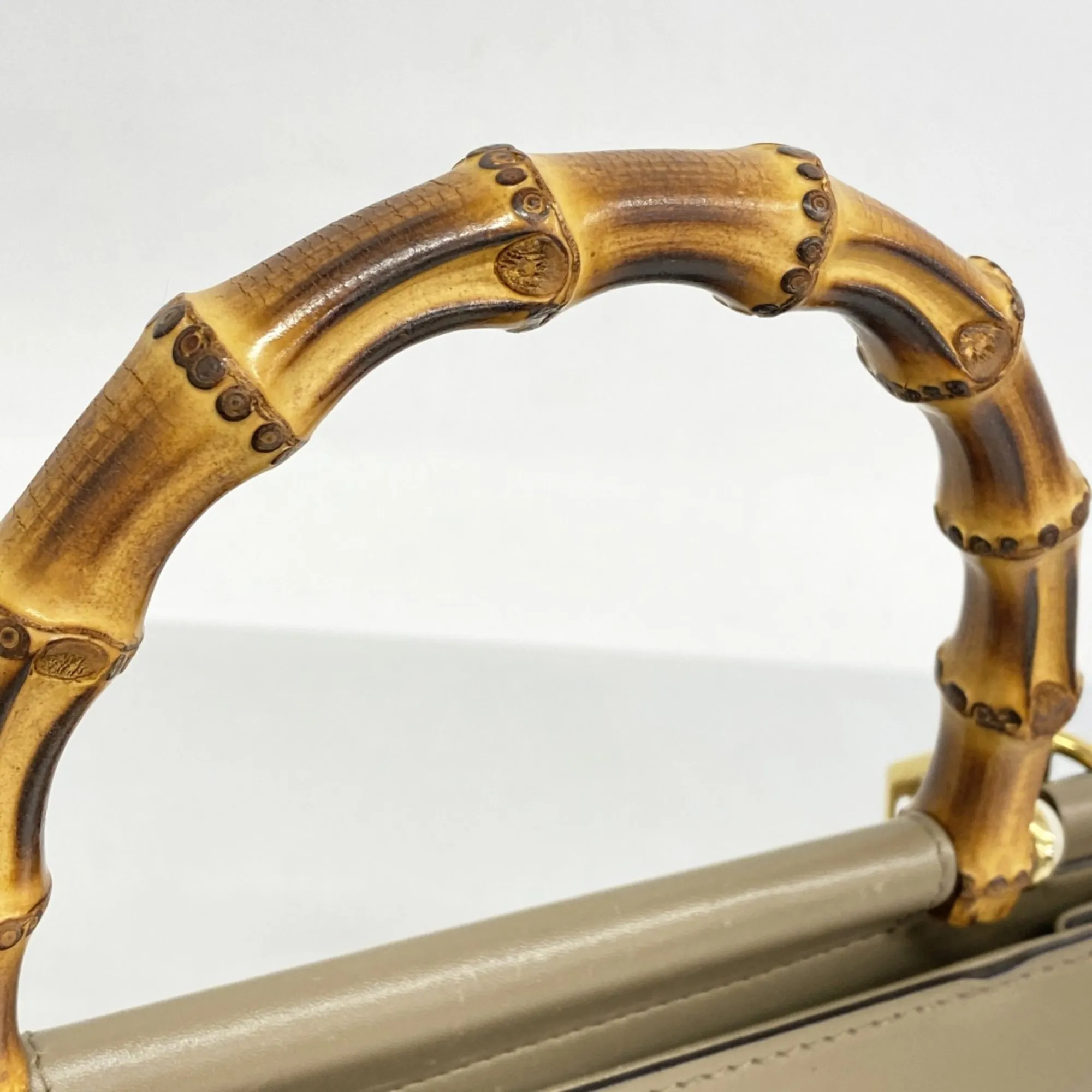 GUCCI Brown Leather Bamboo Bag