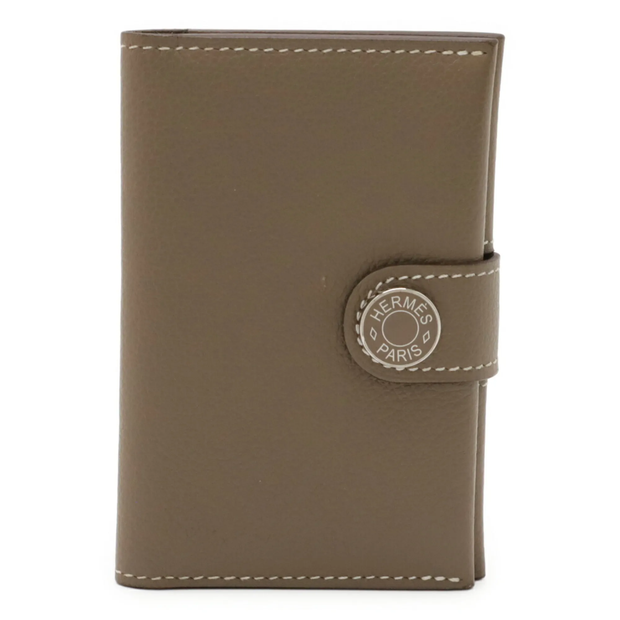 HERMES Gray Leather Card Holder
