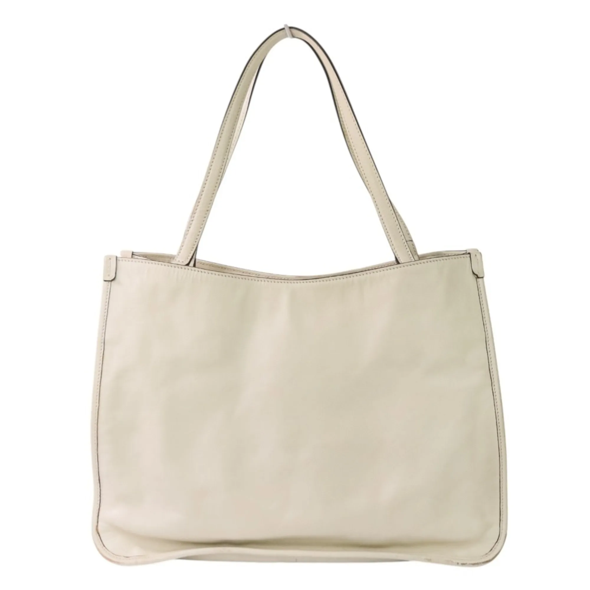 GUCCI White Leather Horsebit Tote Bag