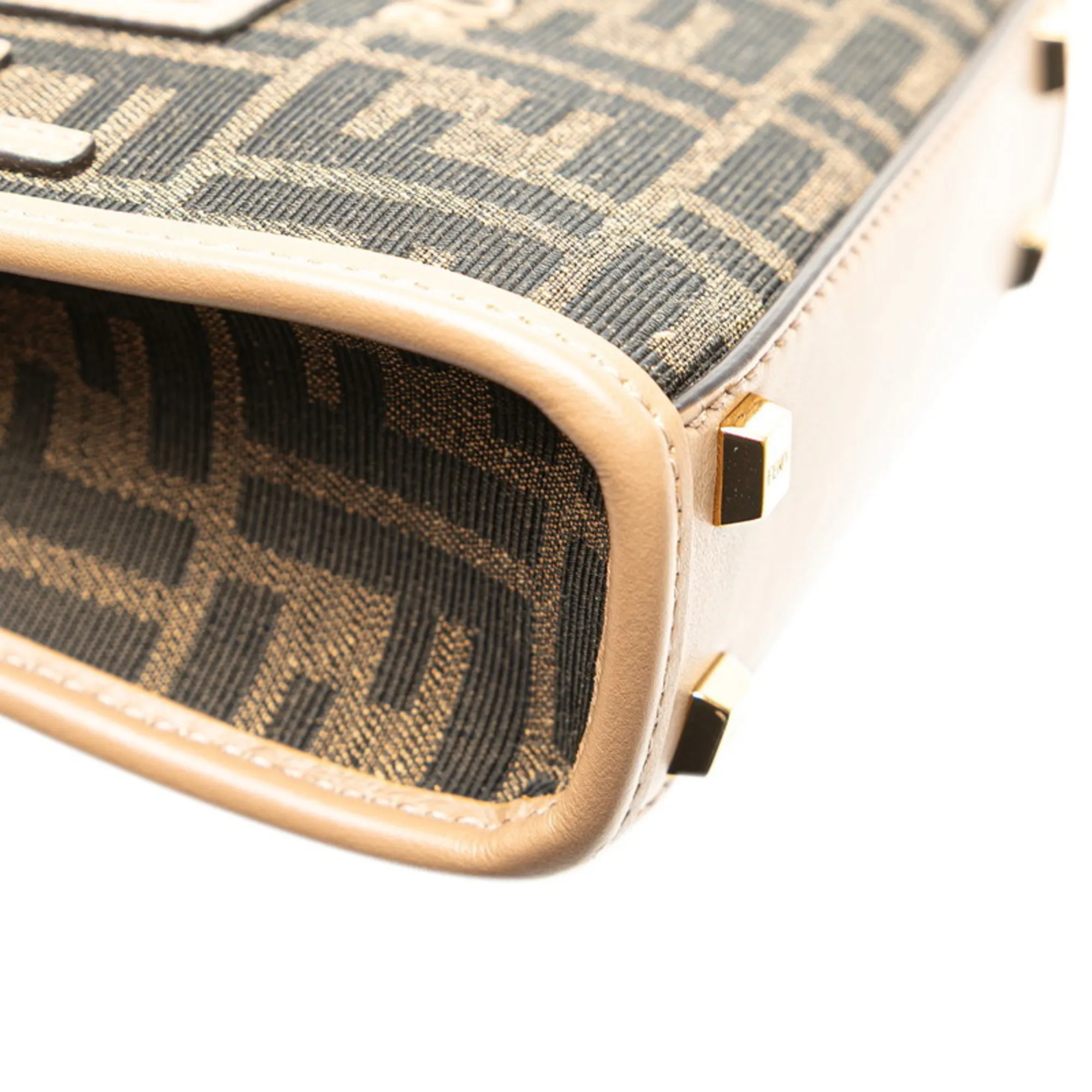 FENDI Brown Leather Zucca Shoulder Bag