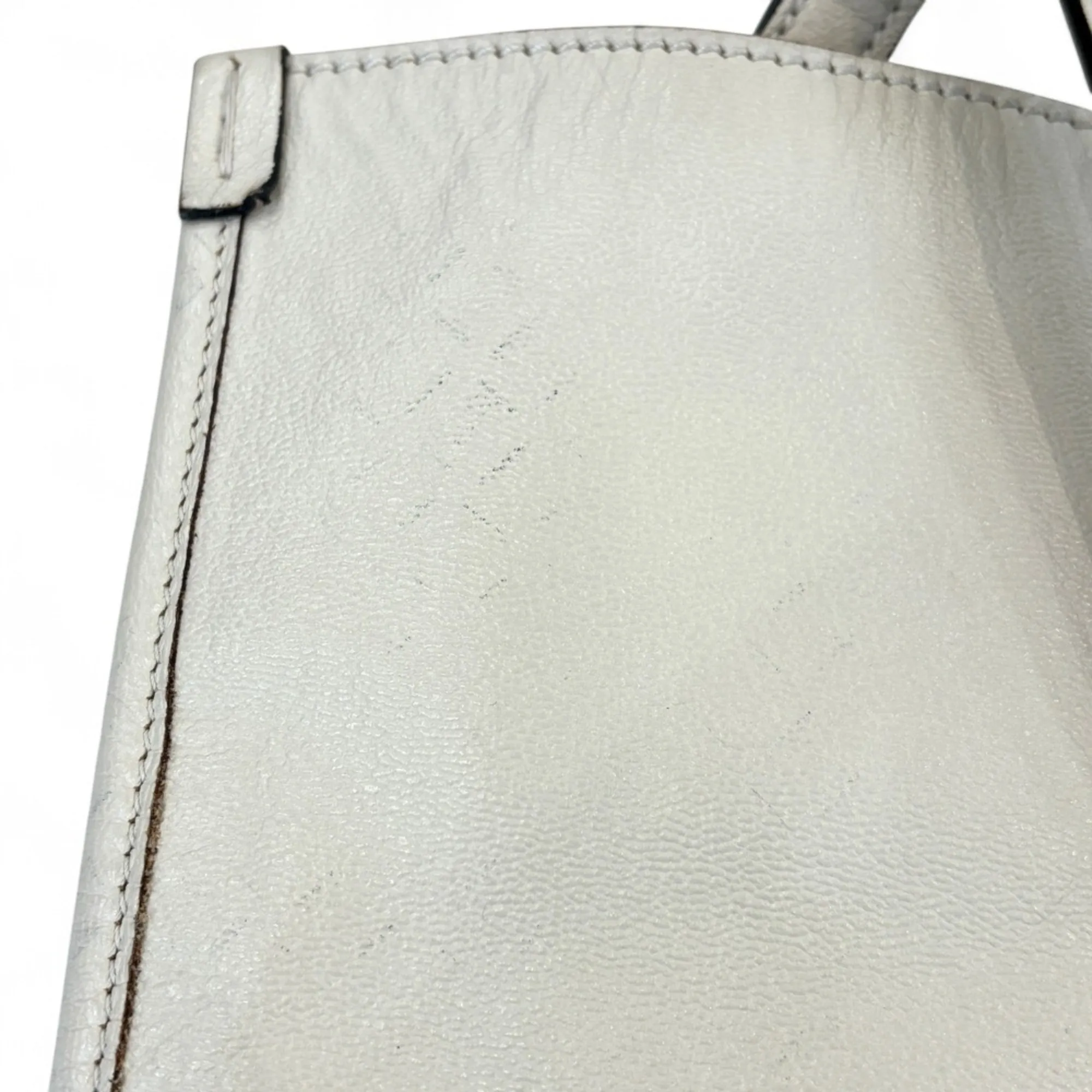 GUCCI White Leather Horsebit Tote Bag