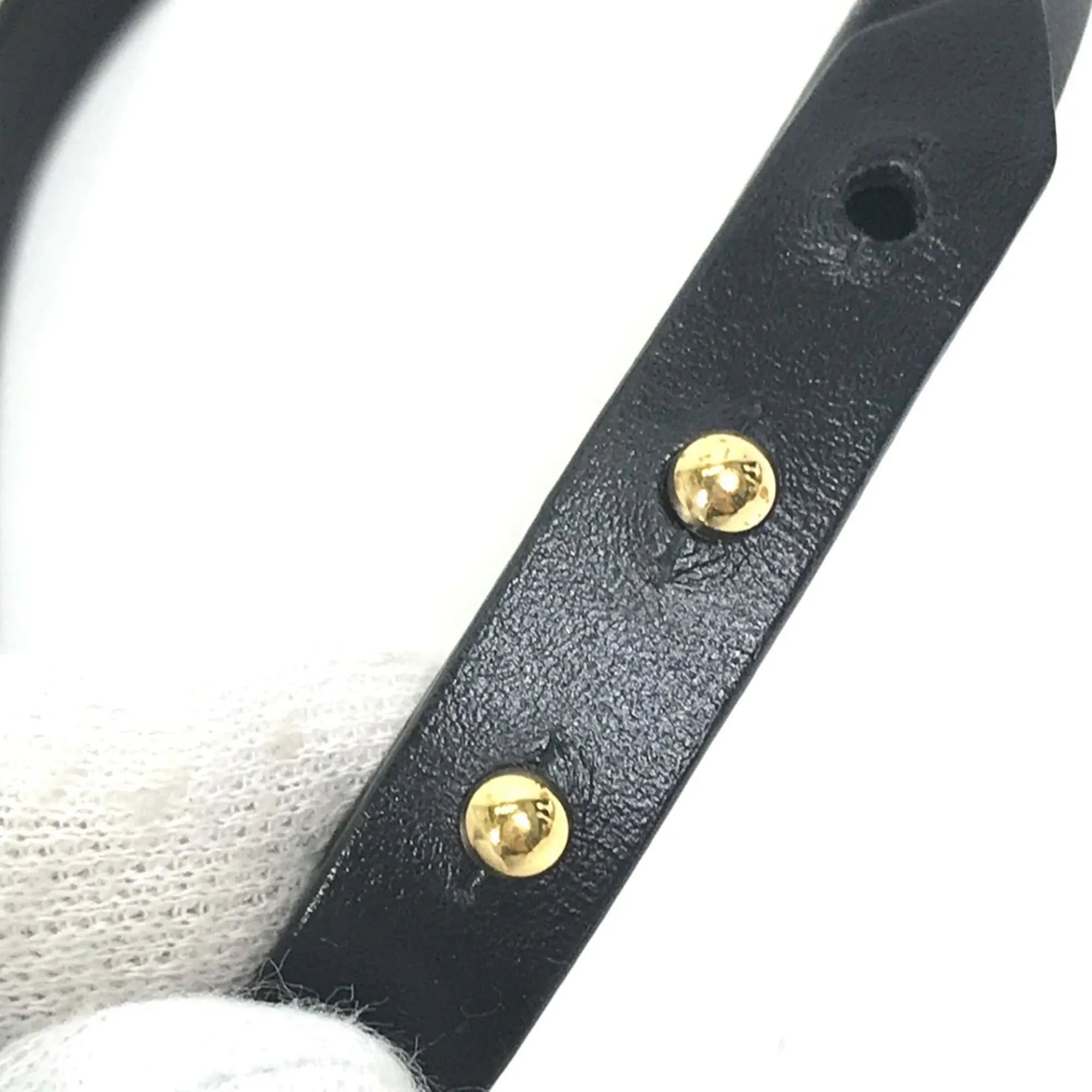 LOUIS VUITTON Black Monogram Leather Charm Bracelet