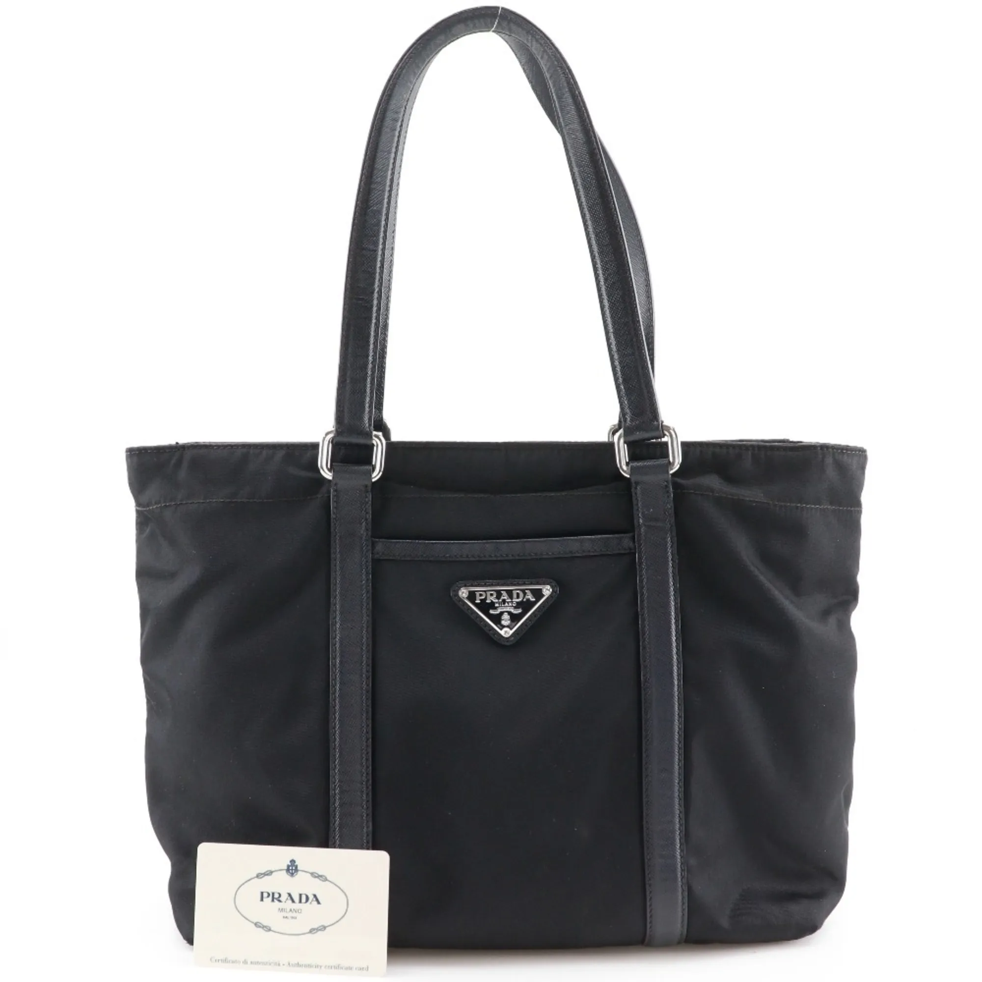 PRADA Black Leather Tote Bag