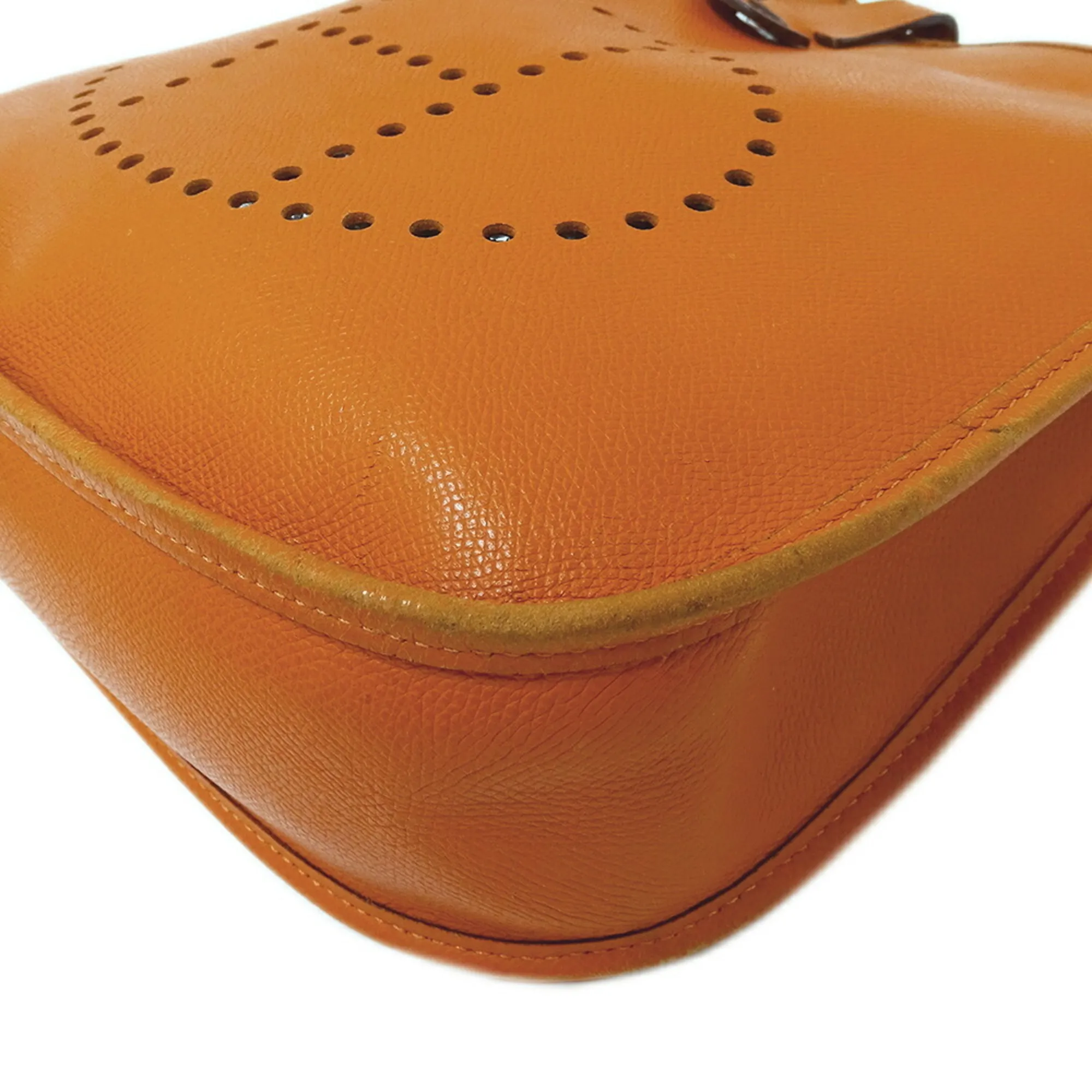 HERMES Orange Leather Shoulder Bag