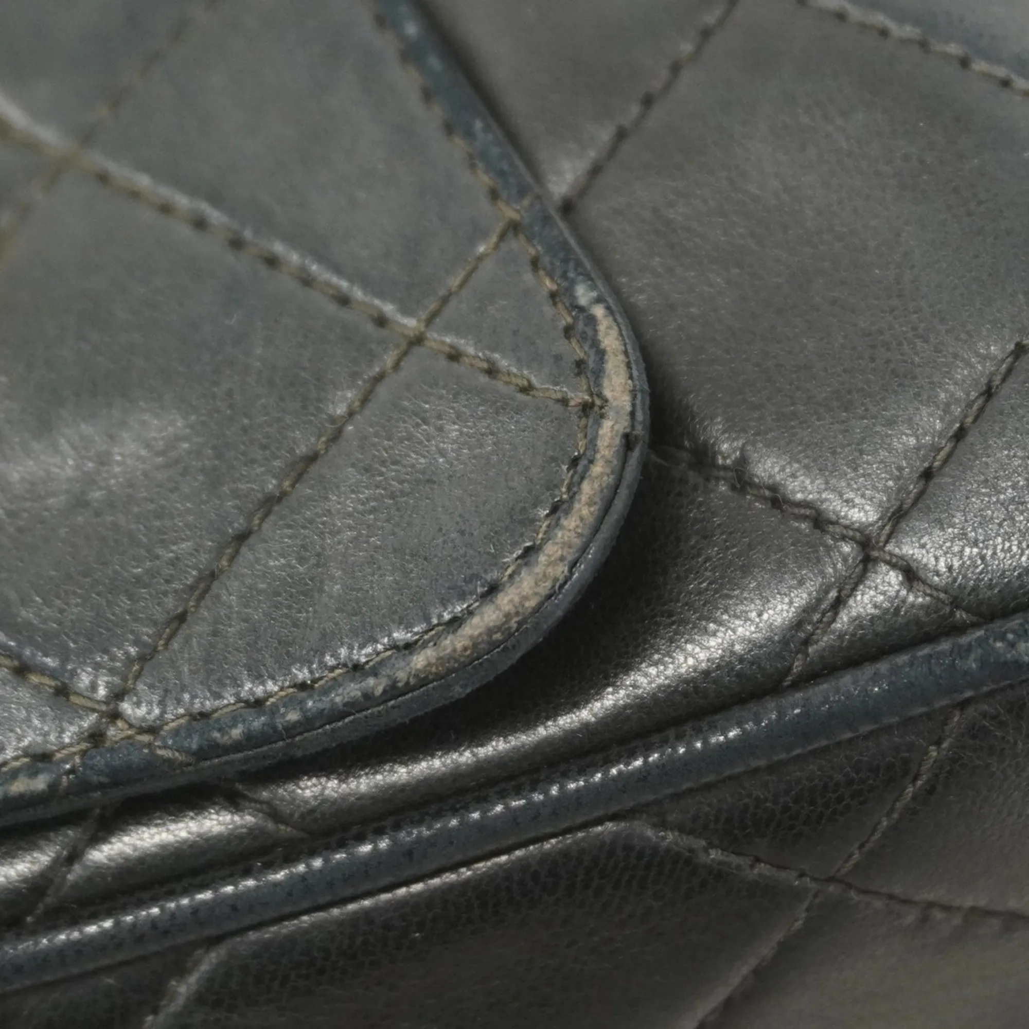 CHANEL Black Lambskin Leather Shoulder Bag