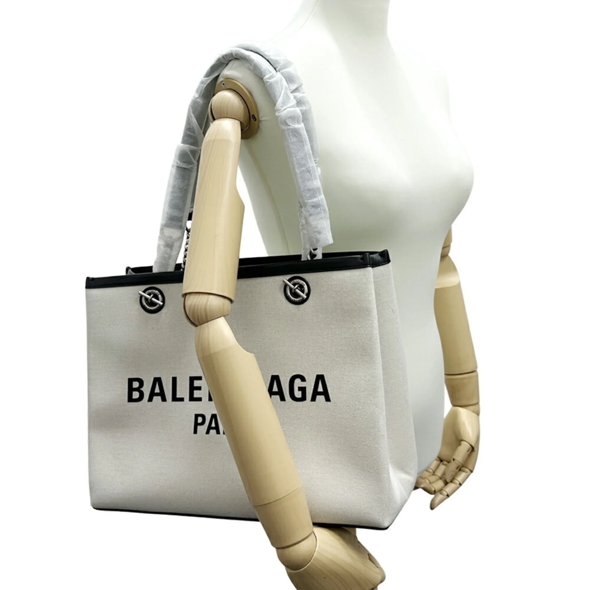 BALENCIAGA Black Leather Tote Bag