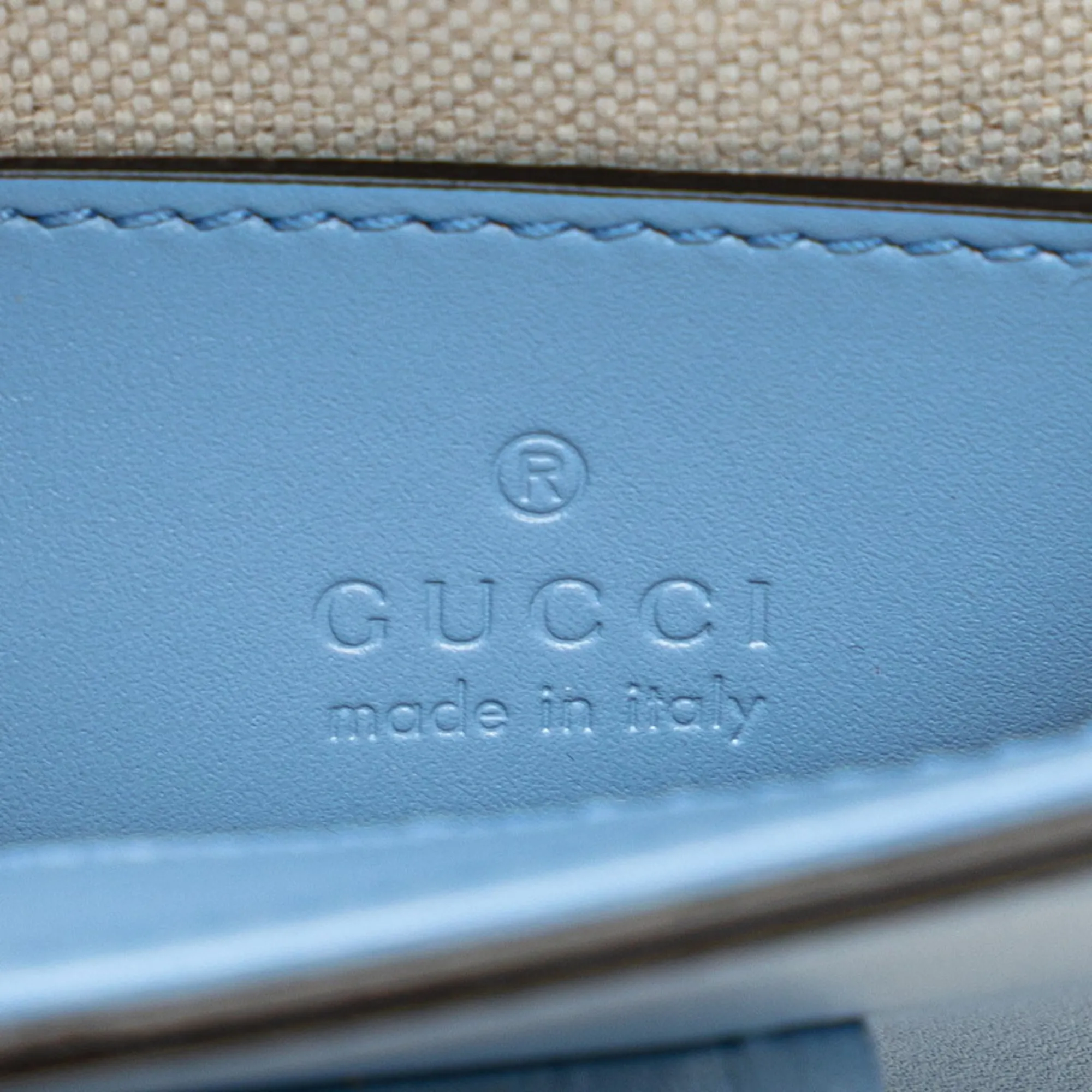 GUCCI Blue Leather Bamboo Backpack