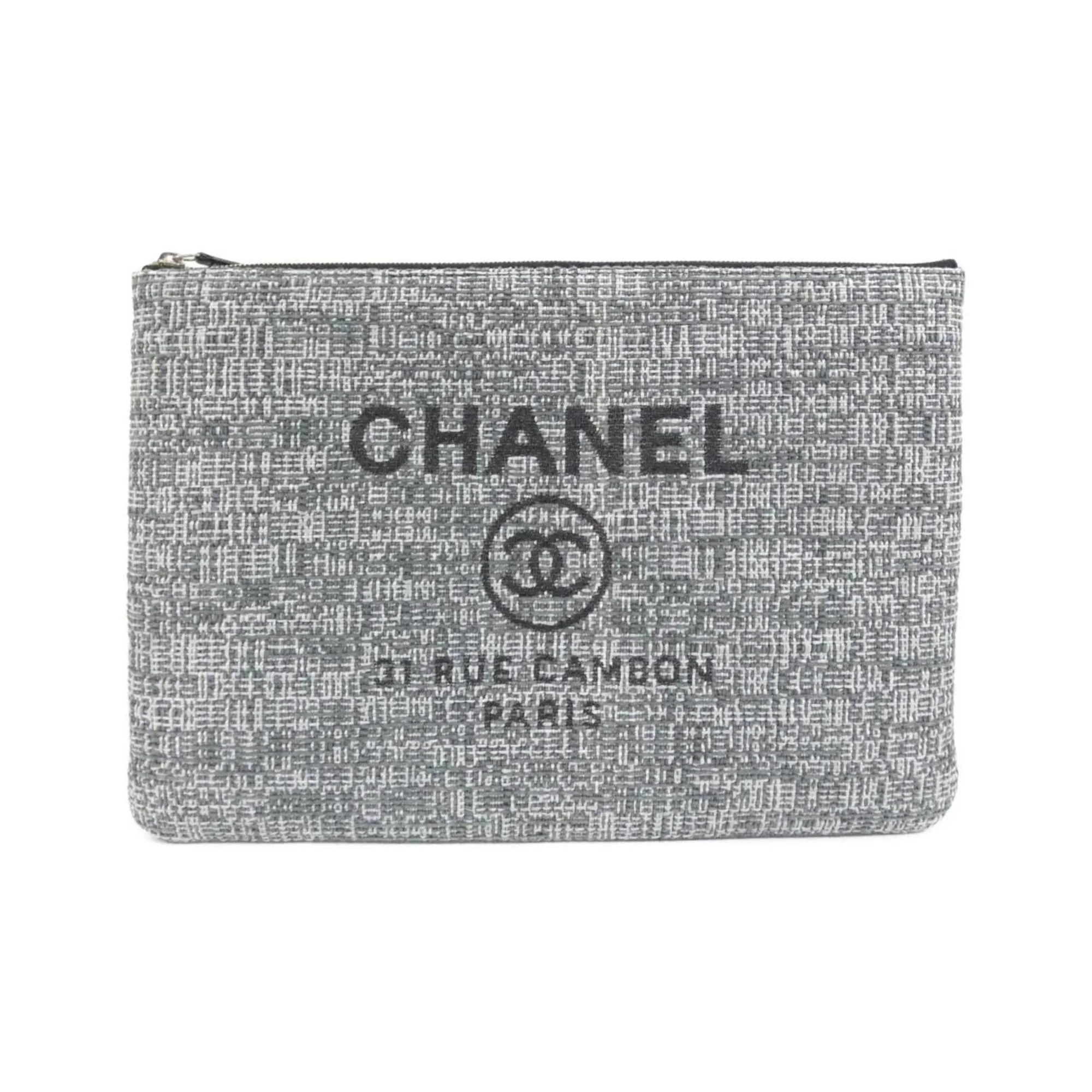 CHANEL Gray Deauville Pouch