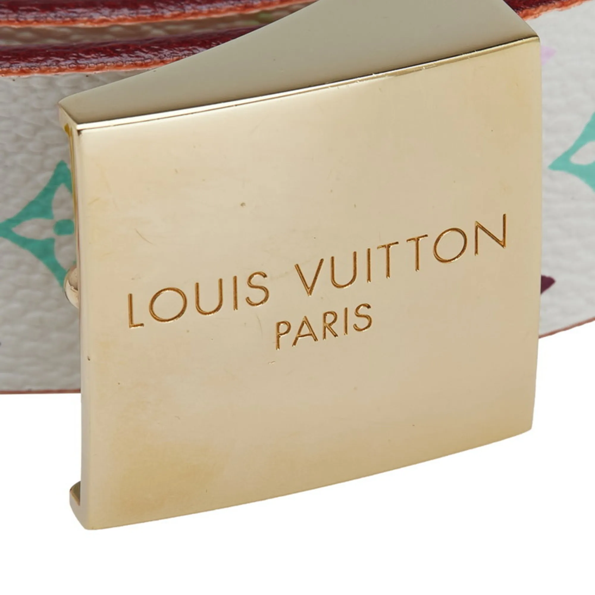 LOUIS VUITTON White Monogram Leather Belt