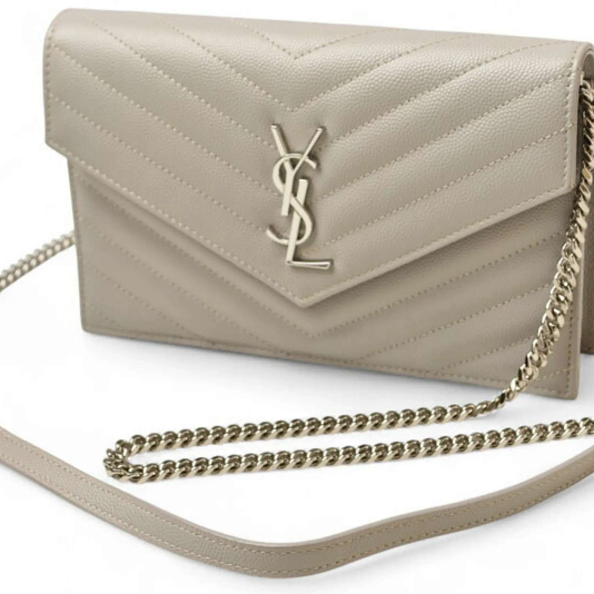 SAINT LAURENT Gray Monogram Wallet