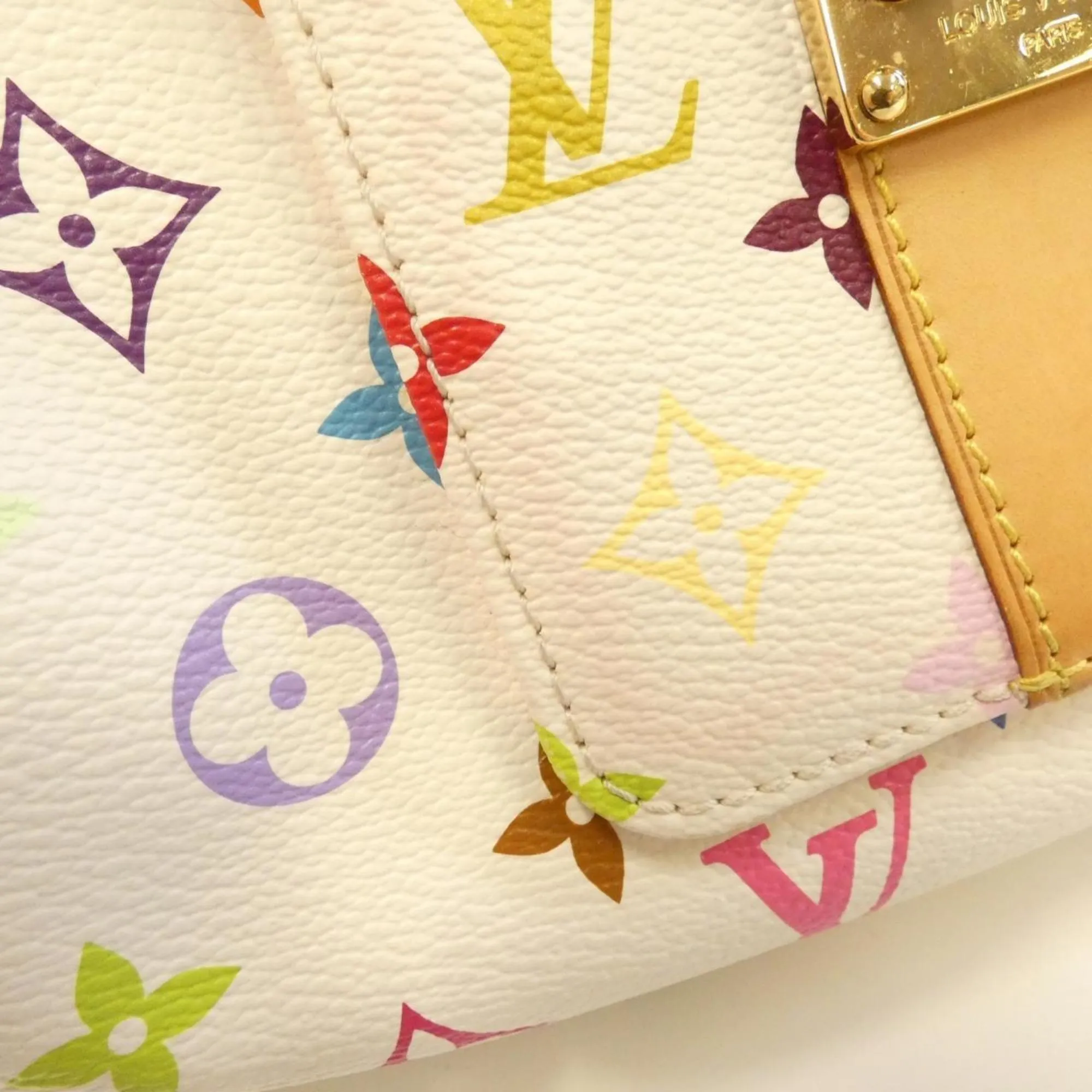 LOUIS VUITTON White Speedy 30 Boston Bag