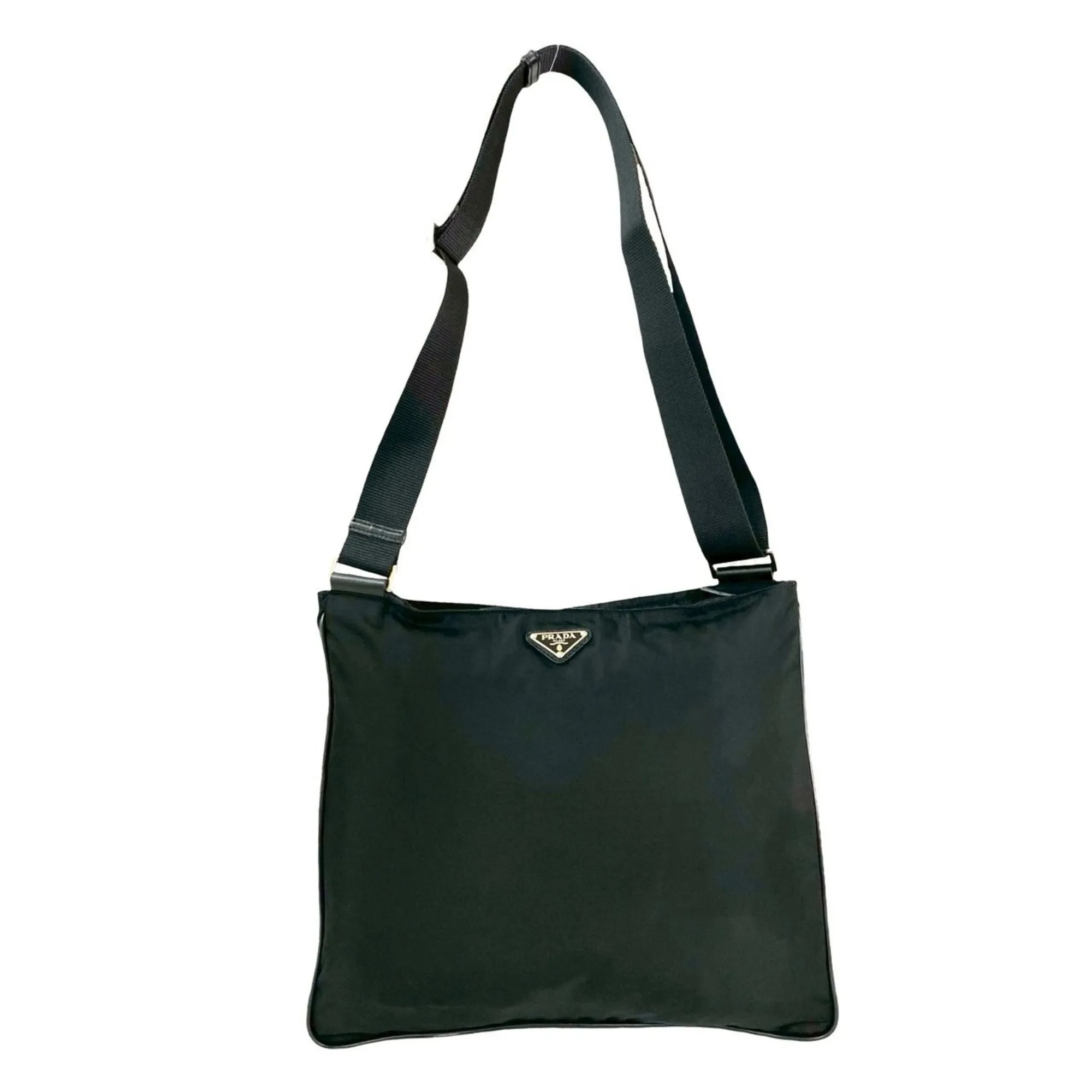 PRADA Black Leather Saffiano Shoulder Bag