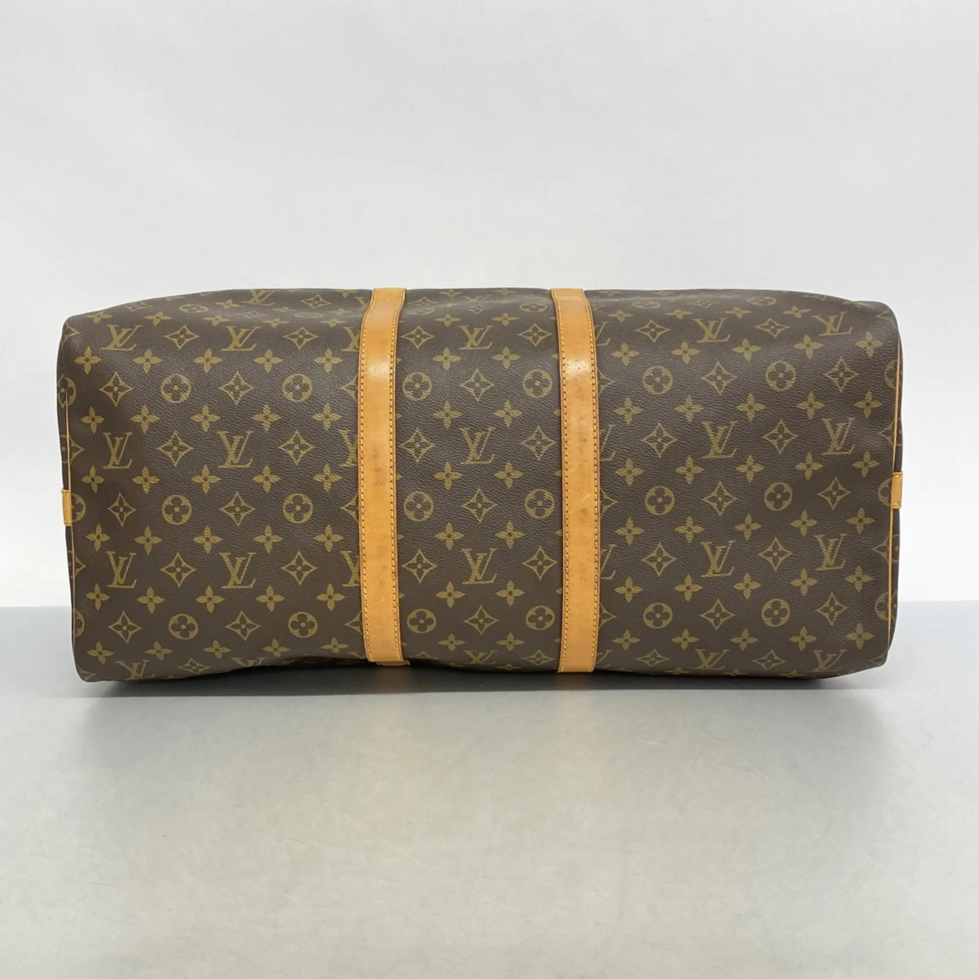 LOUIS VUITTON Brown Monogram Keepall Bandouliere 55 Boston Bag