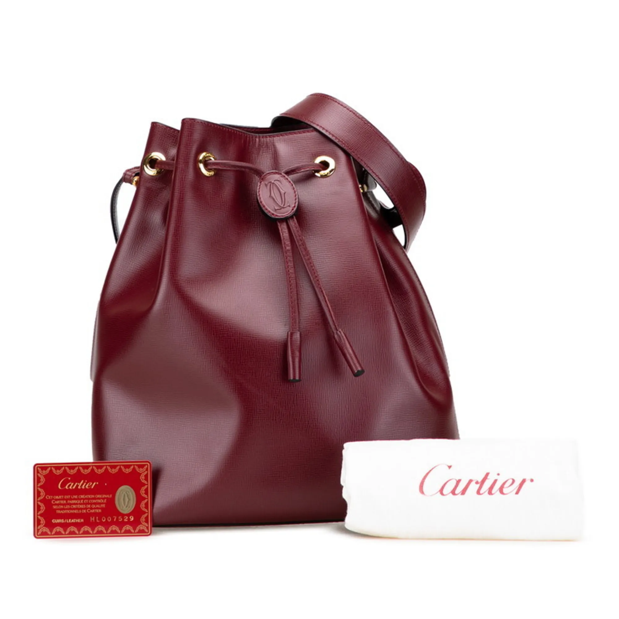 CARTIER Red Leather Shoulder Bag