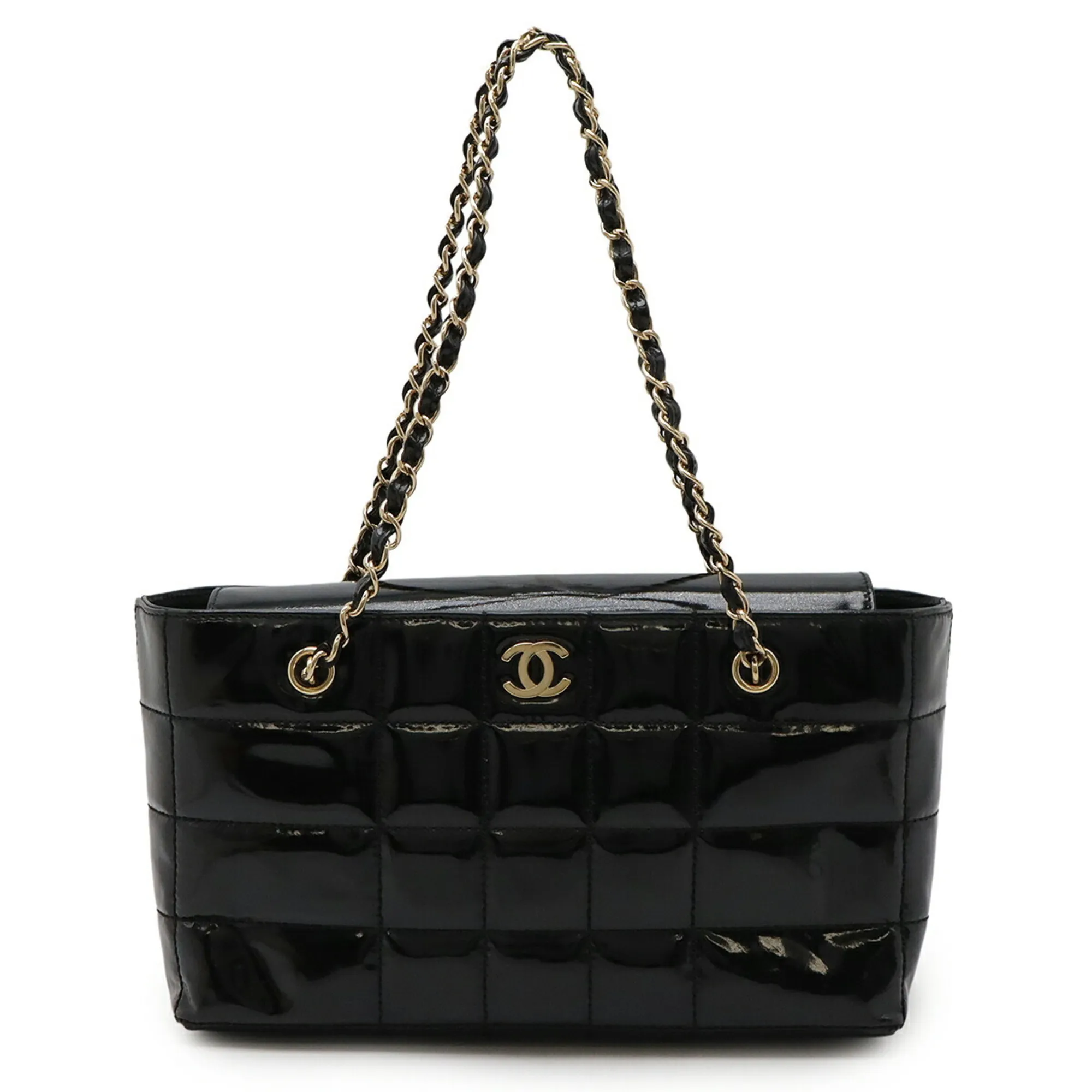 CHANEL Black Leather Logo Shoulder Bag