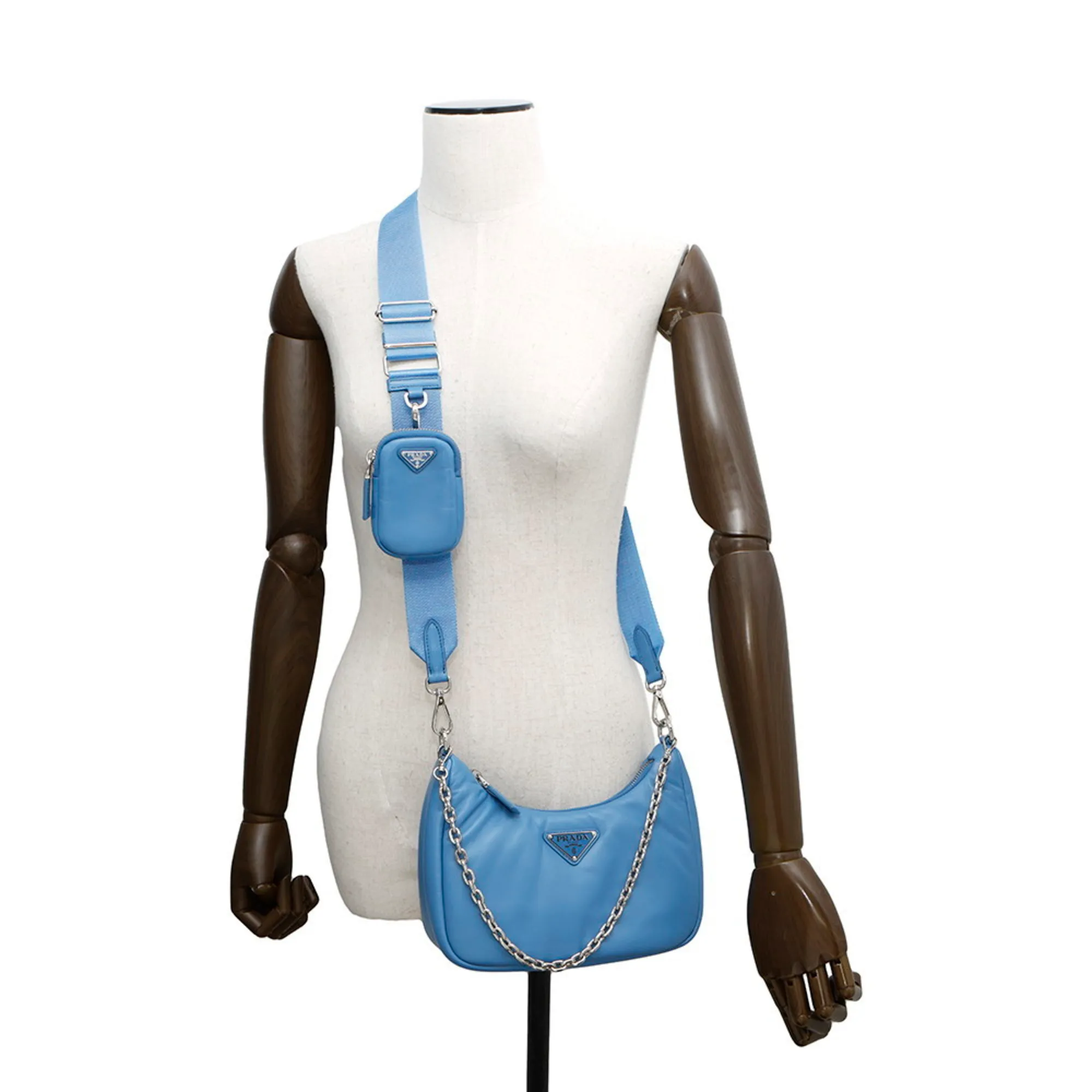 PRADA Blue Leather Shoulder Bag