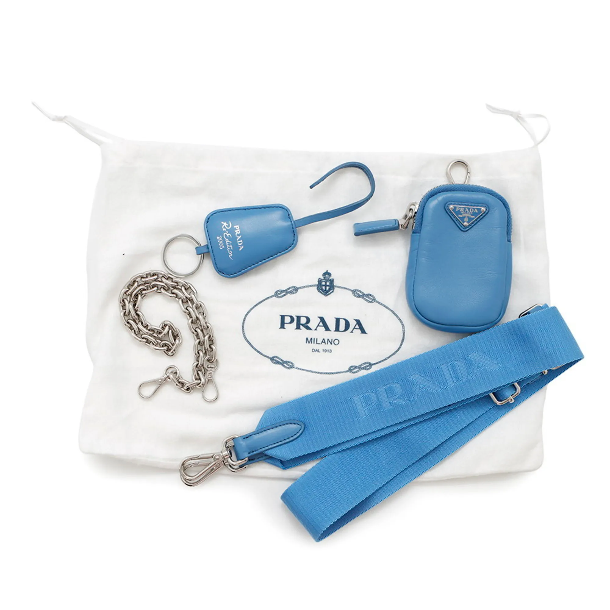 PRADA Blue Leather Shoulder Bag