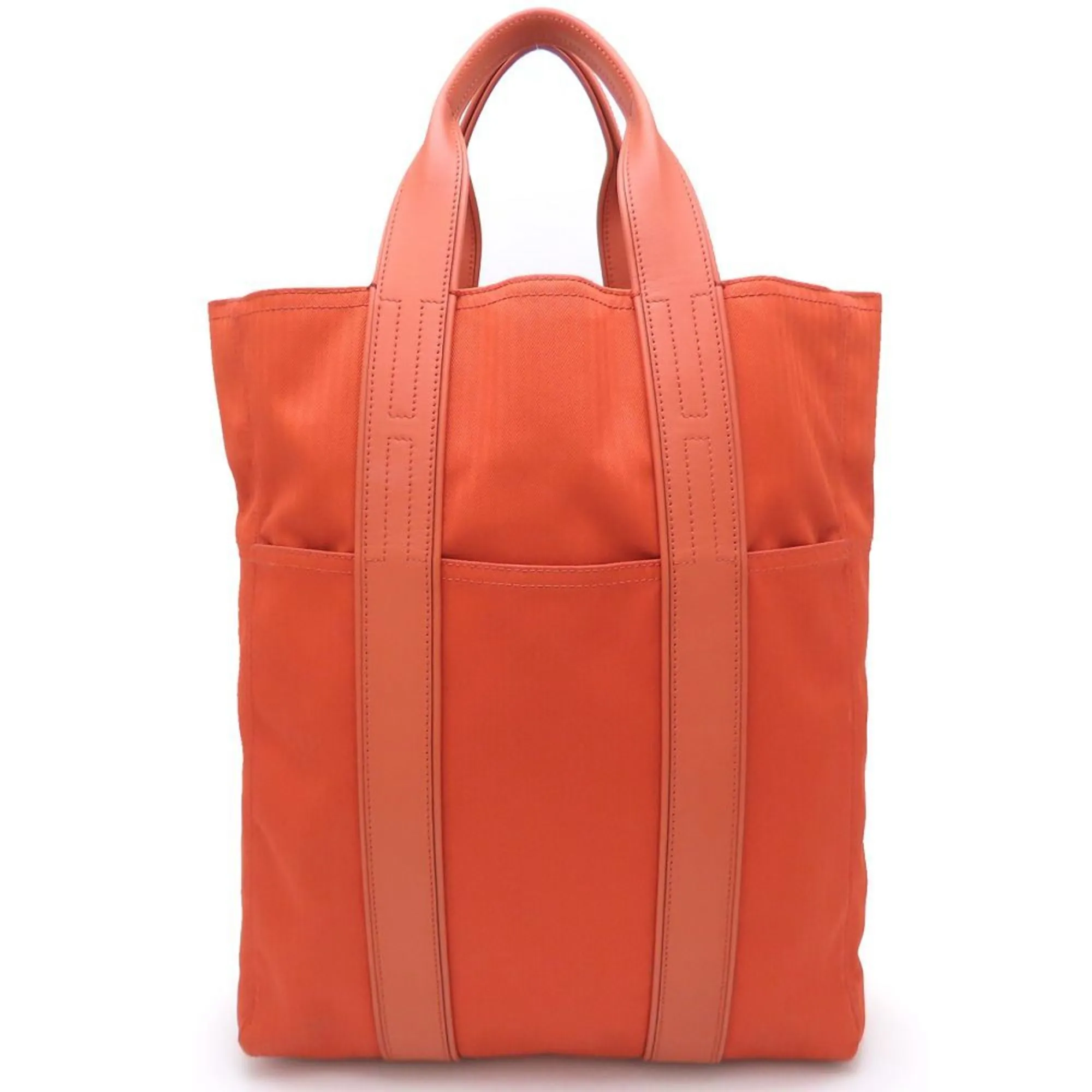 HERMES Orange Leather Tote Bag