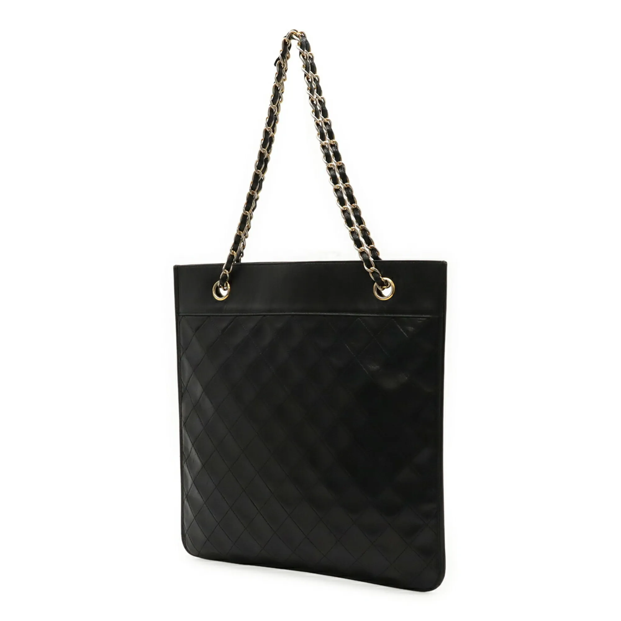 CHANEL Black Leather Logo Shoulder Bag