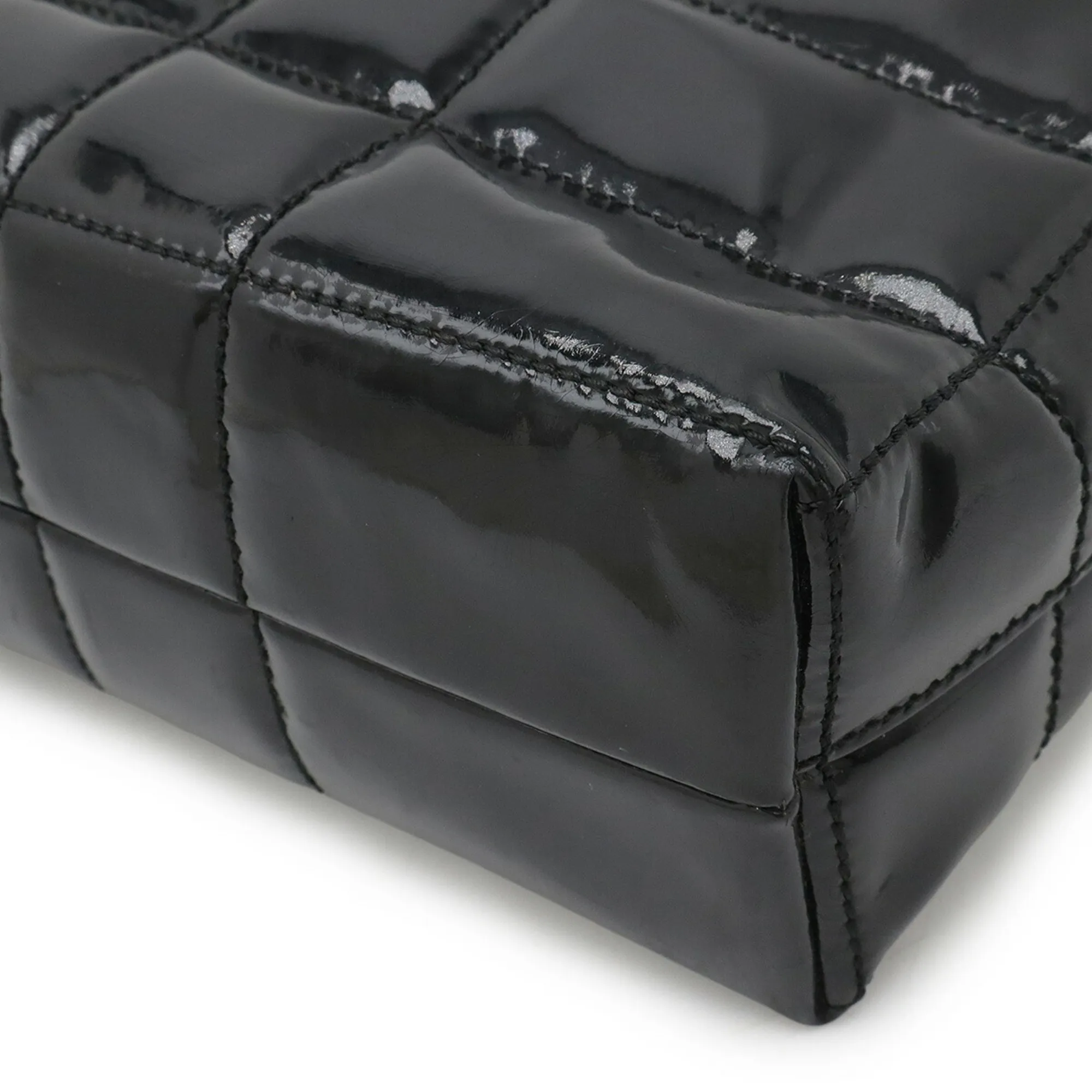 CHANEL Black Leather Logo Shoulder Bag