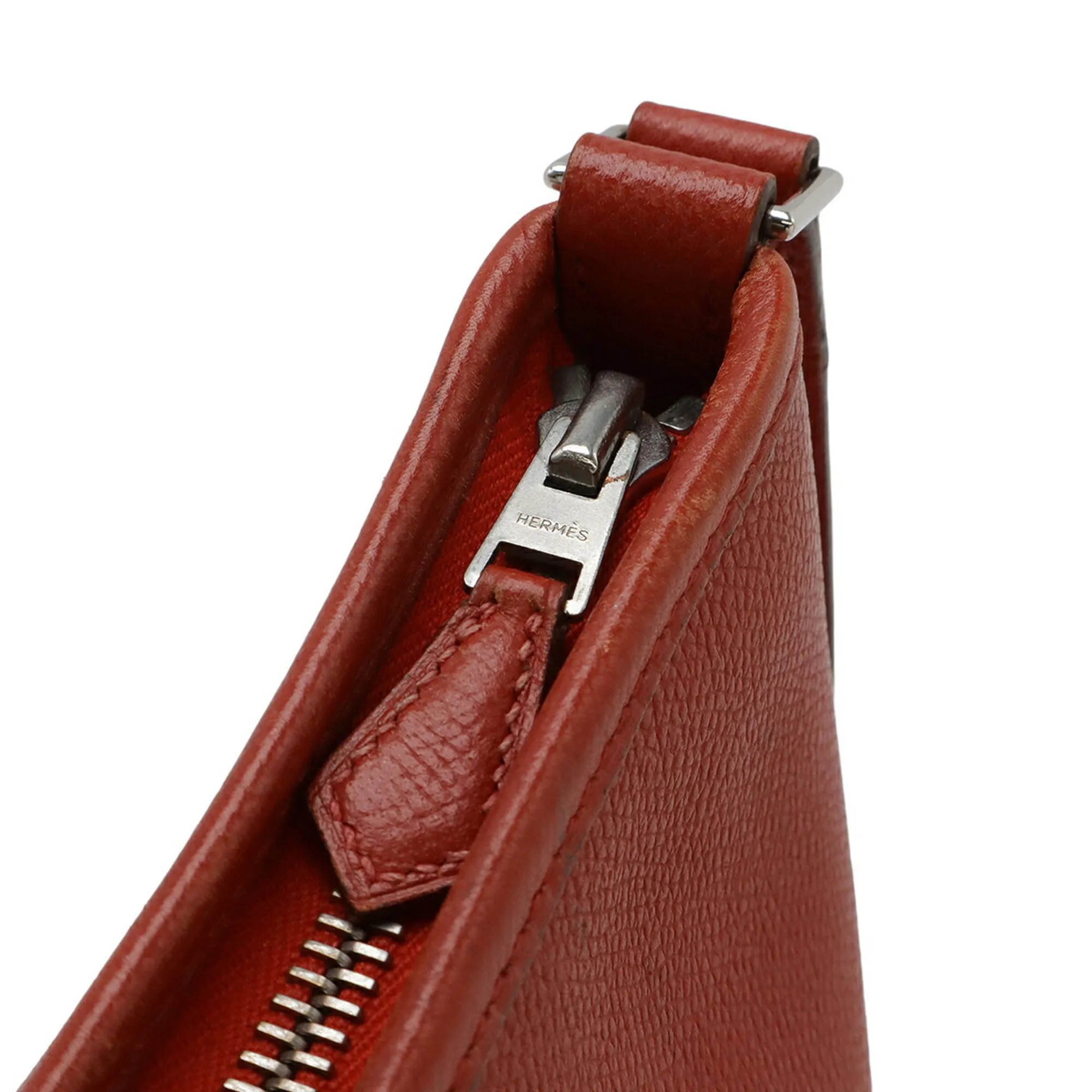 HERMES Red Leather Shoulder Bag