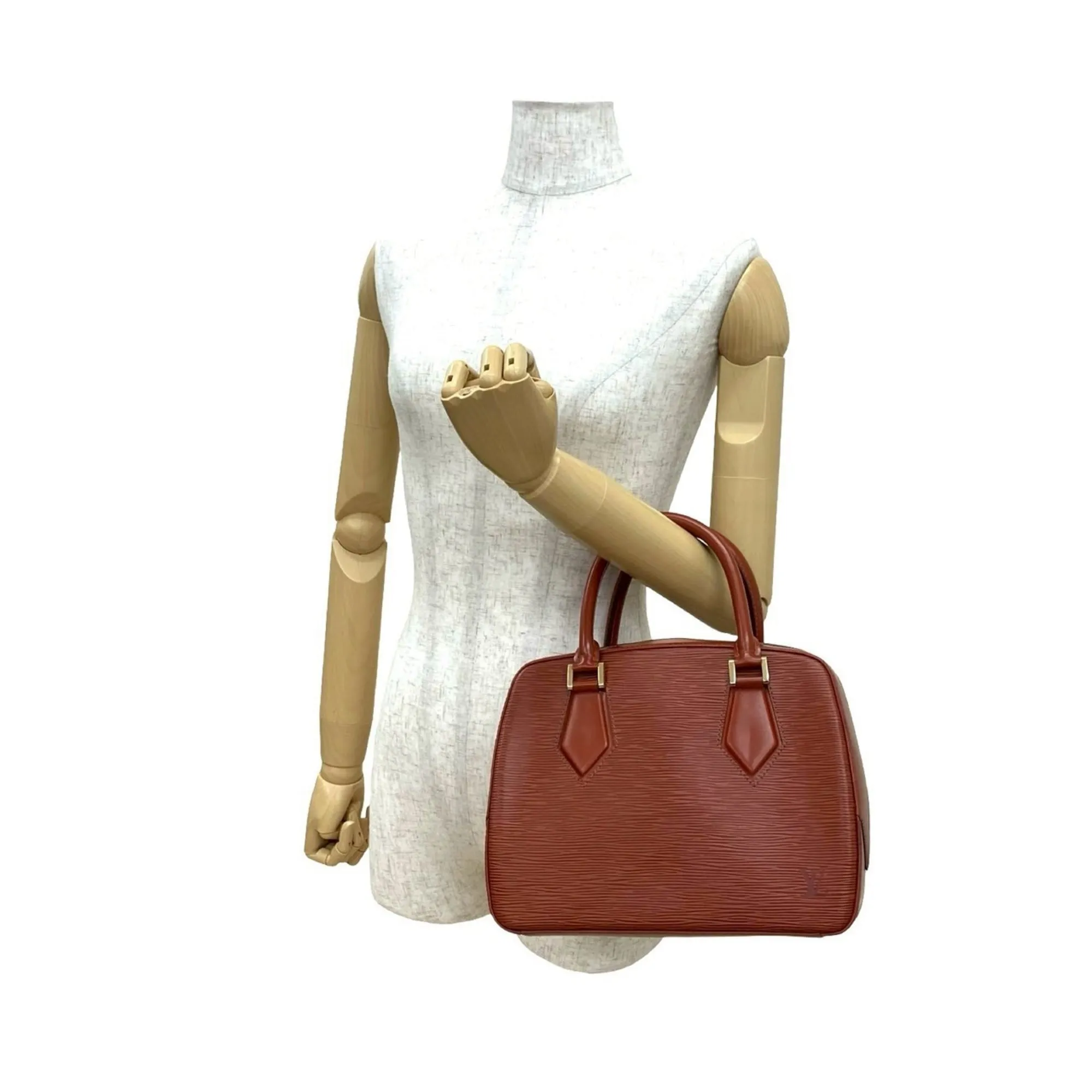 LOUIS VUITTON Brown Leather Boston Bag