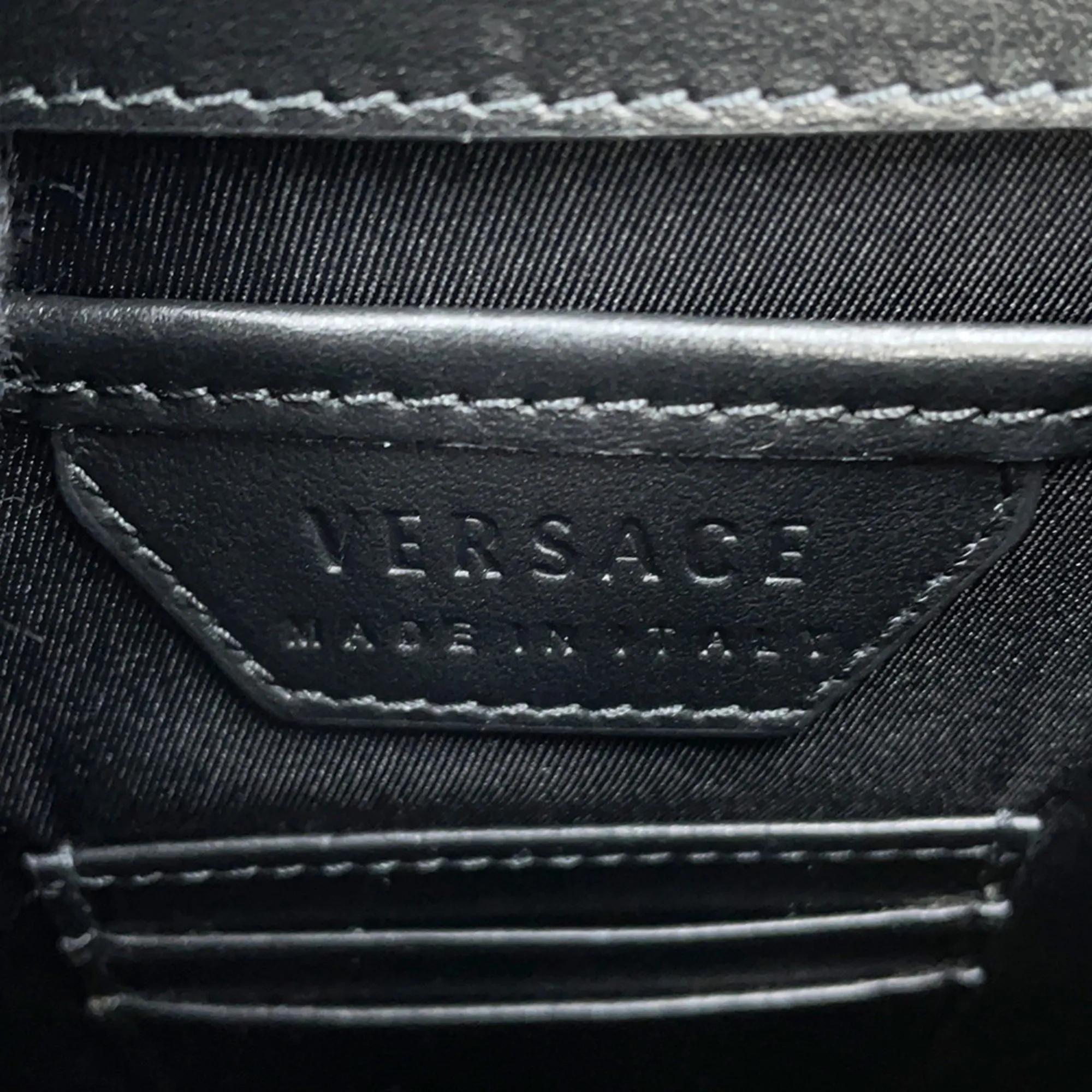 VERSACE Black Leather Shoulder Bag