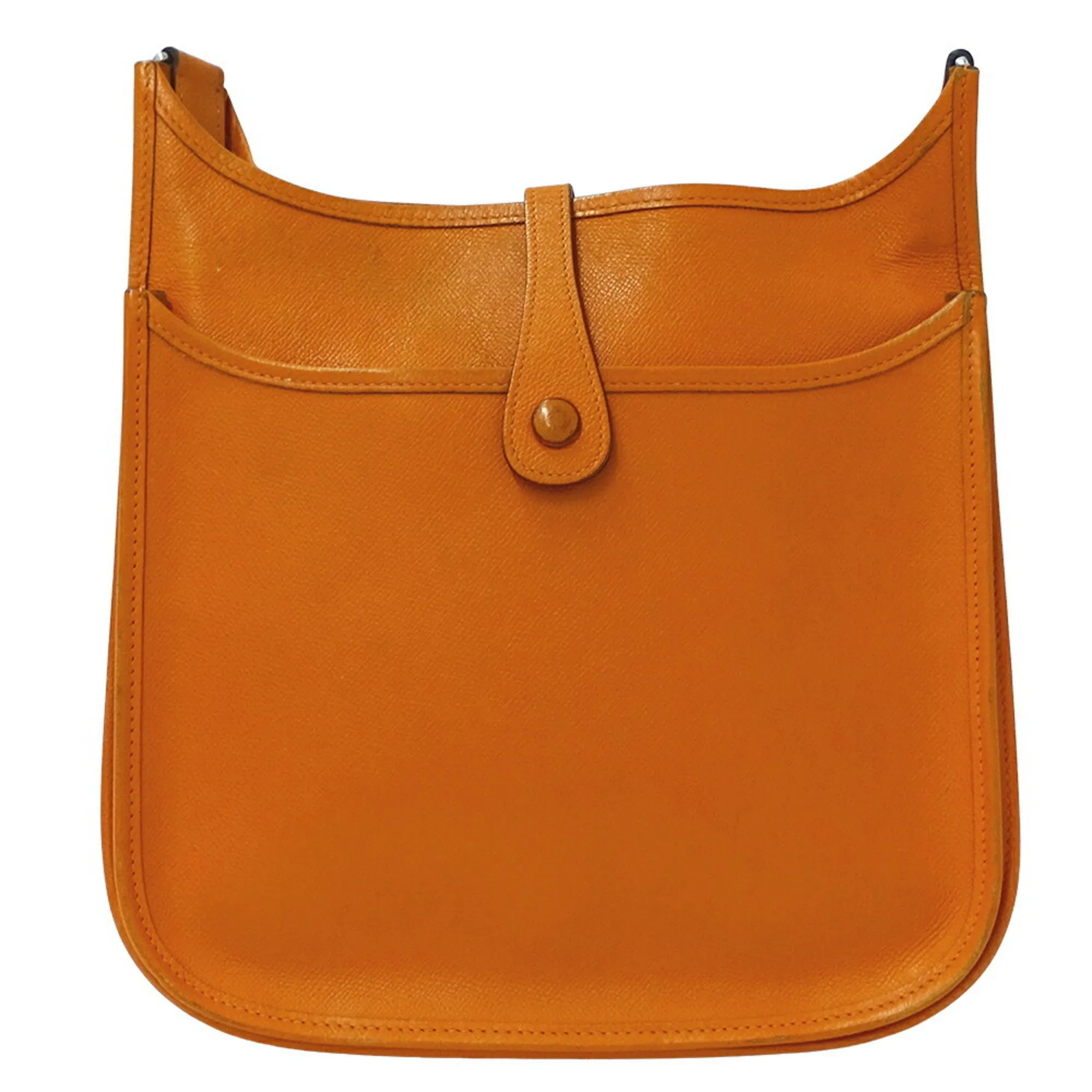 HERMES Orange Leather Shoulder Bag
