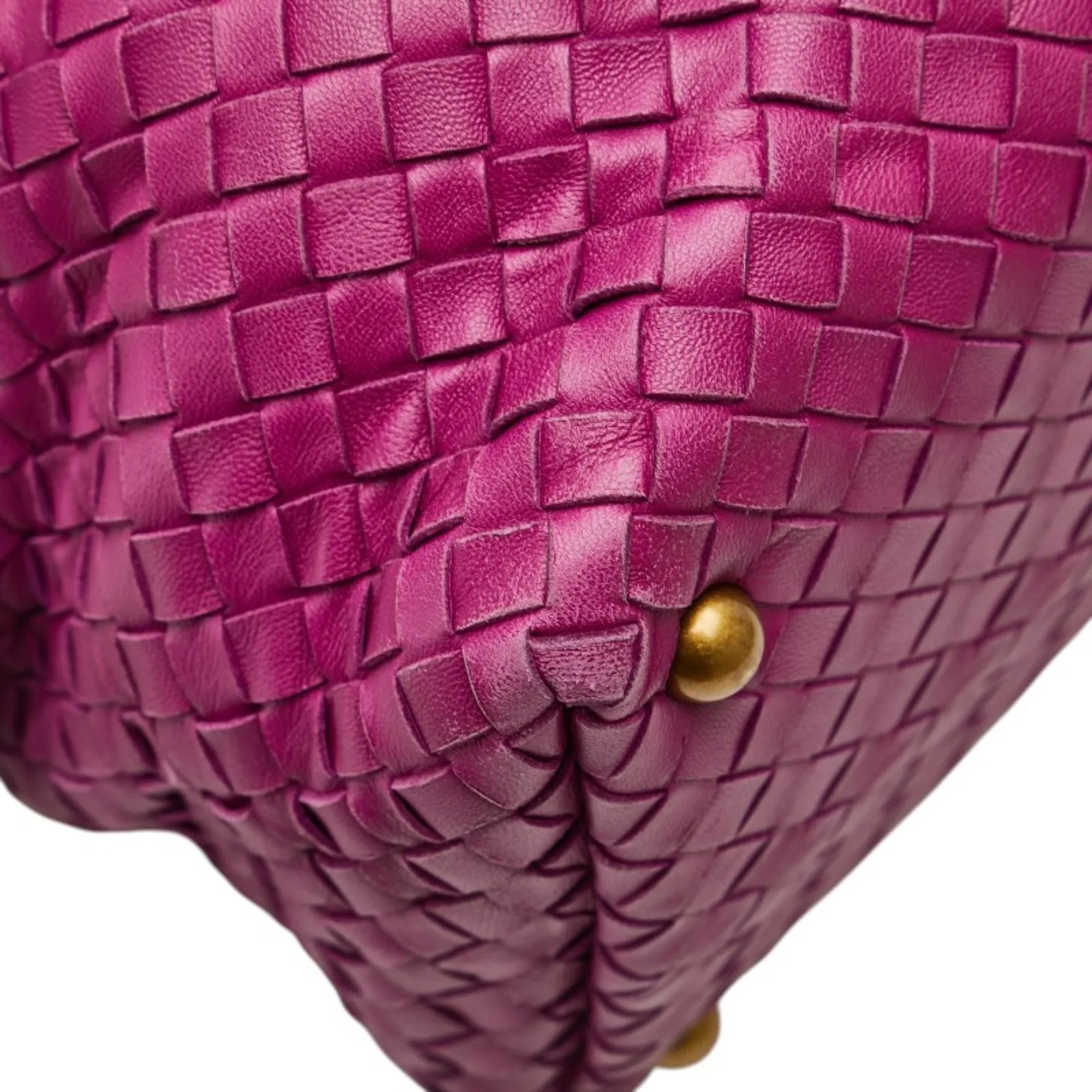 BOTTEGA VENETA Brown Leather Intrecciato Boston Bag