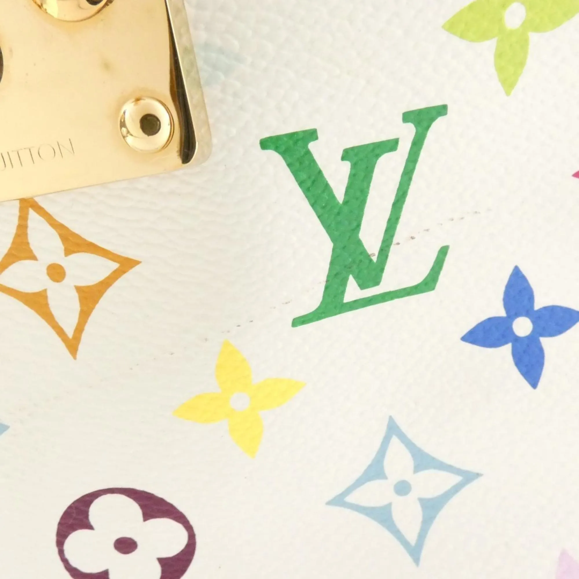 LOUIS VUITTON White Speedy 30 Boston Bag