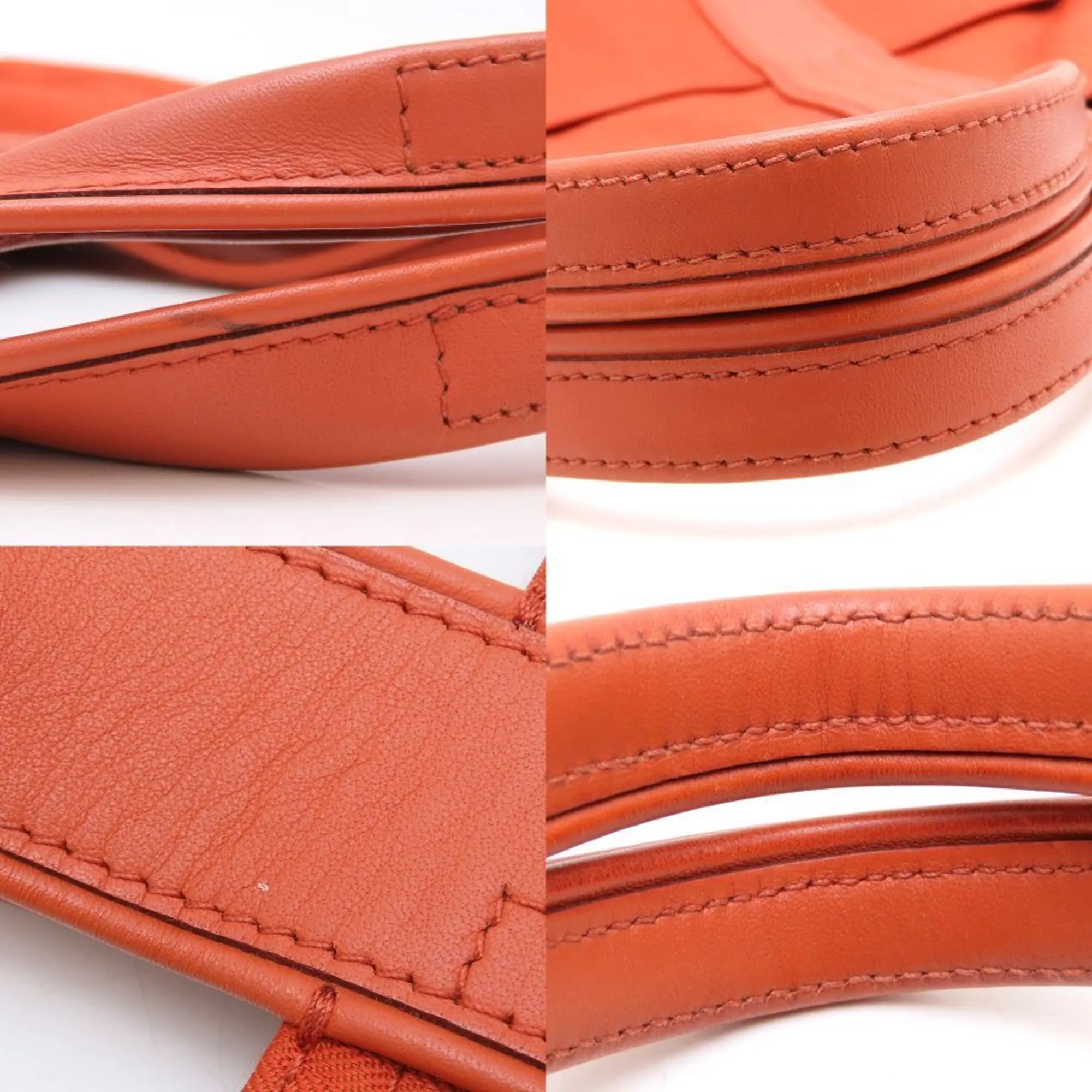 HERMES Orange Leather Tote Bag