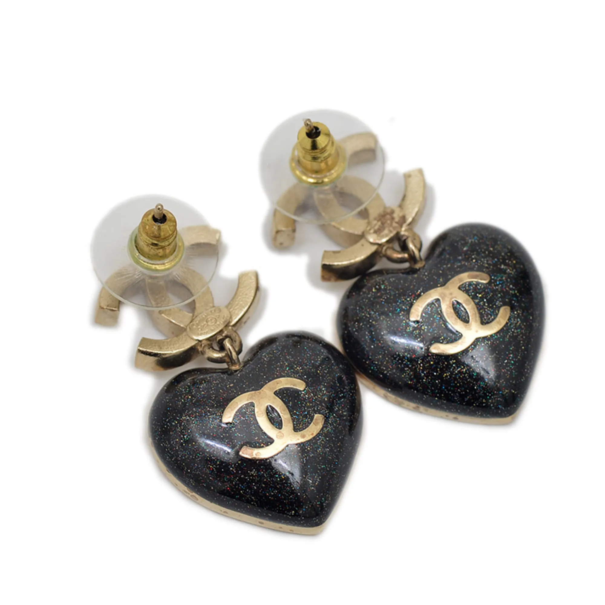 CHANEL Gold Logo Earrings