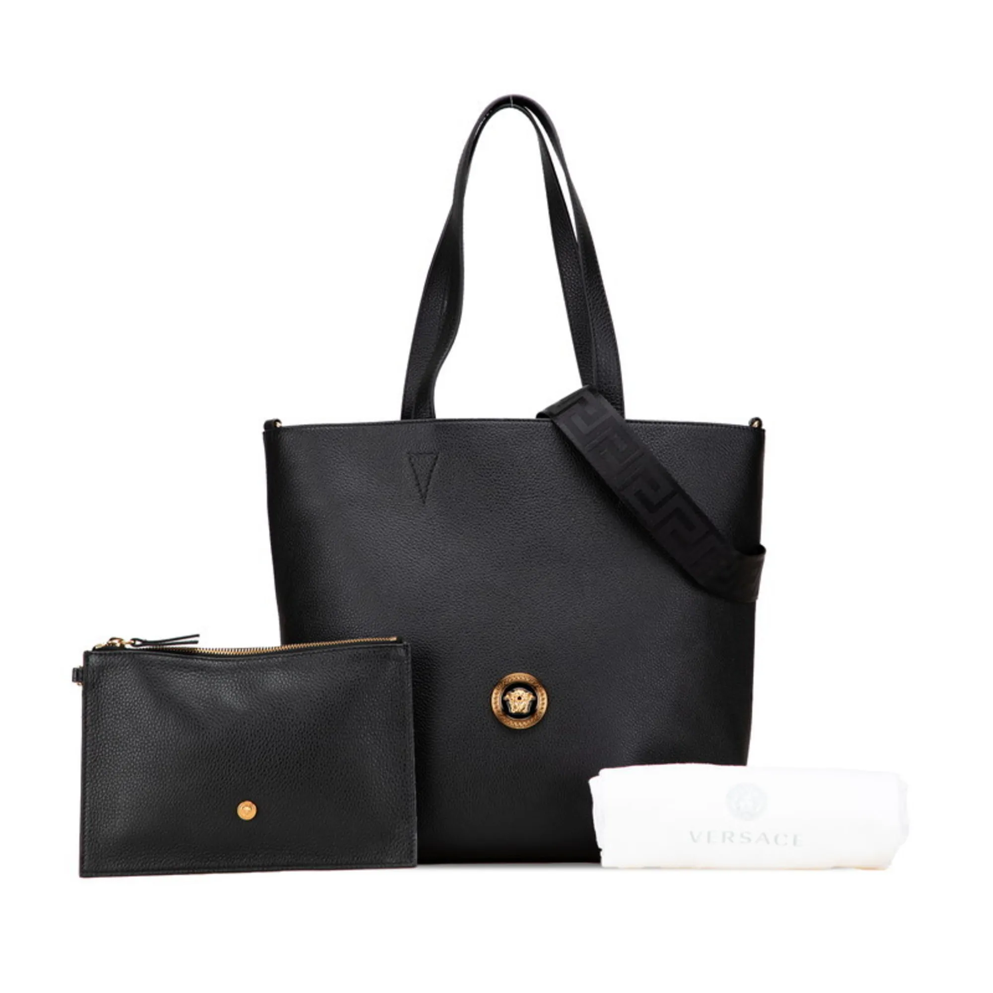 VERSACE Black Leather Shoulder Bag