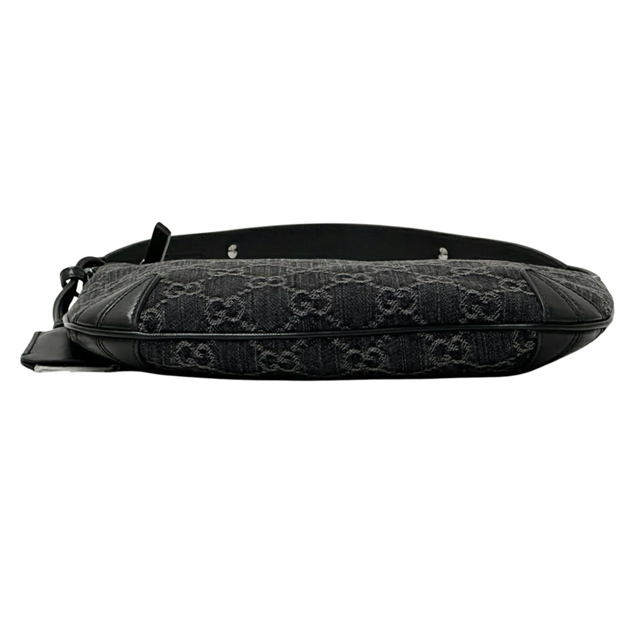 GUCCI Black Leather Horsebit Shoulder Bag