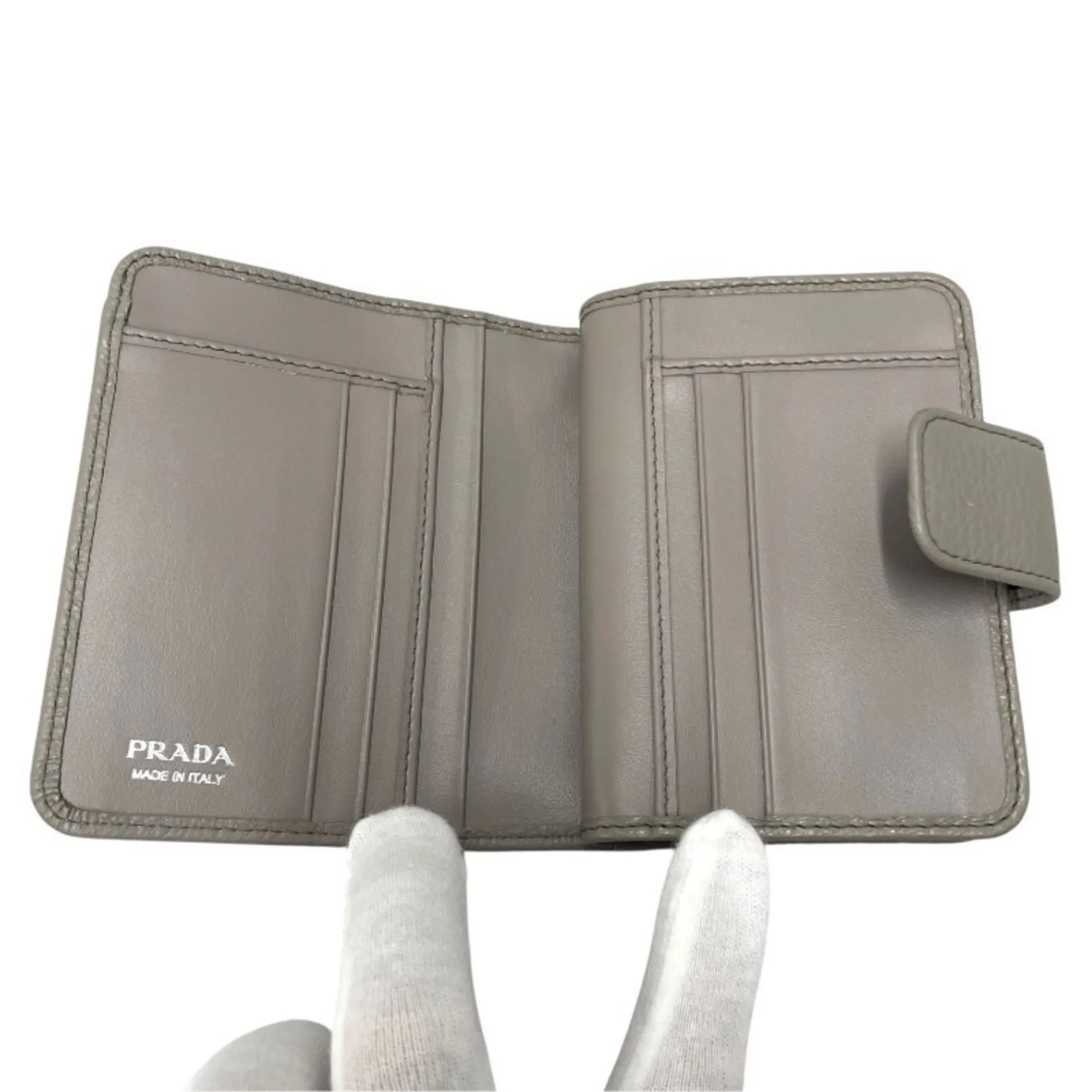PRADA Gray Leather Wallet