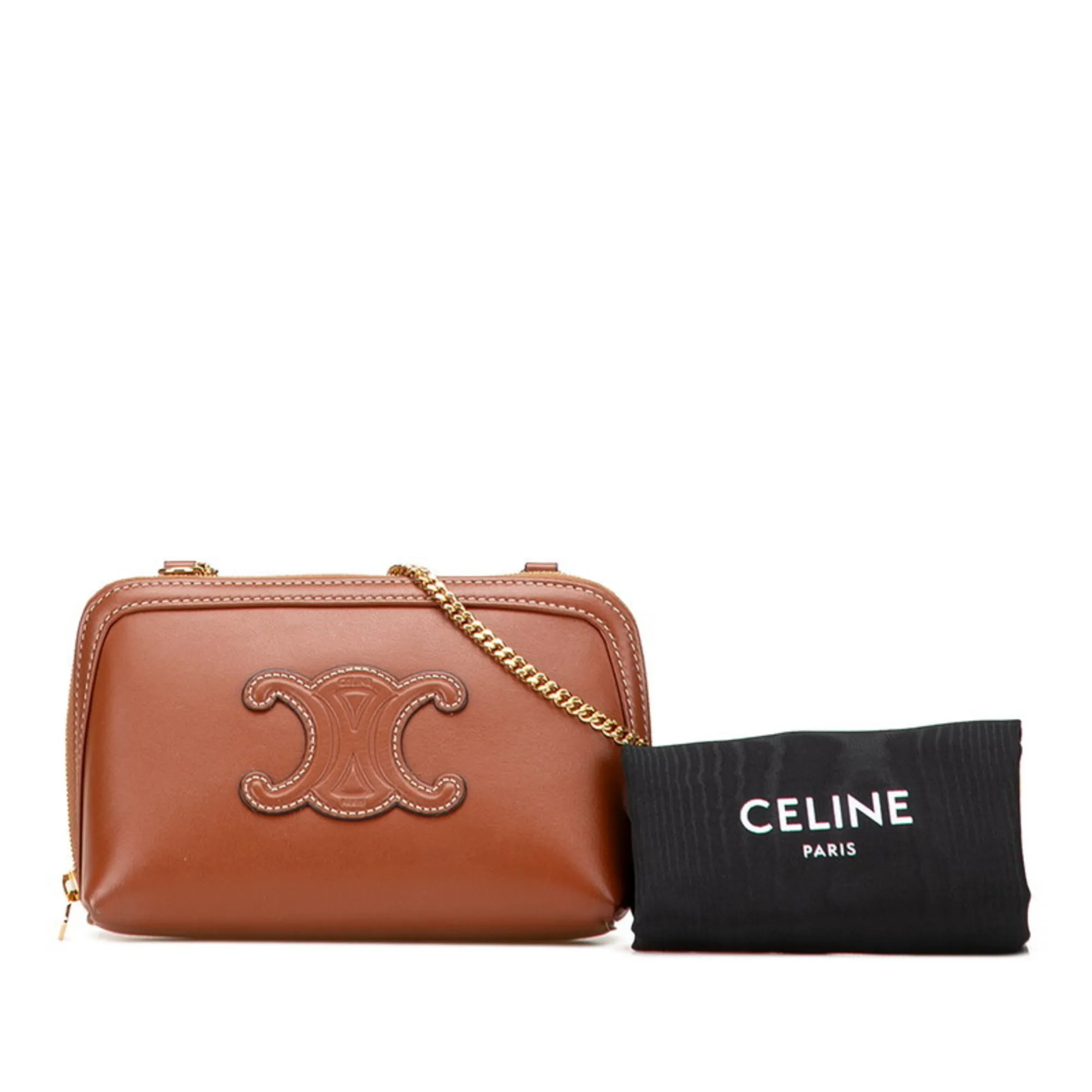 CELINE Brown Leather Shoulder Bag