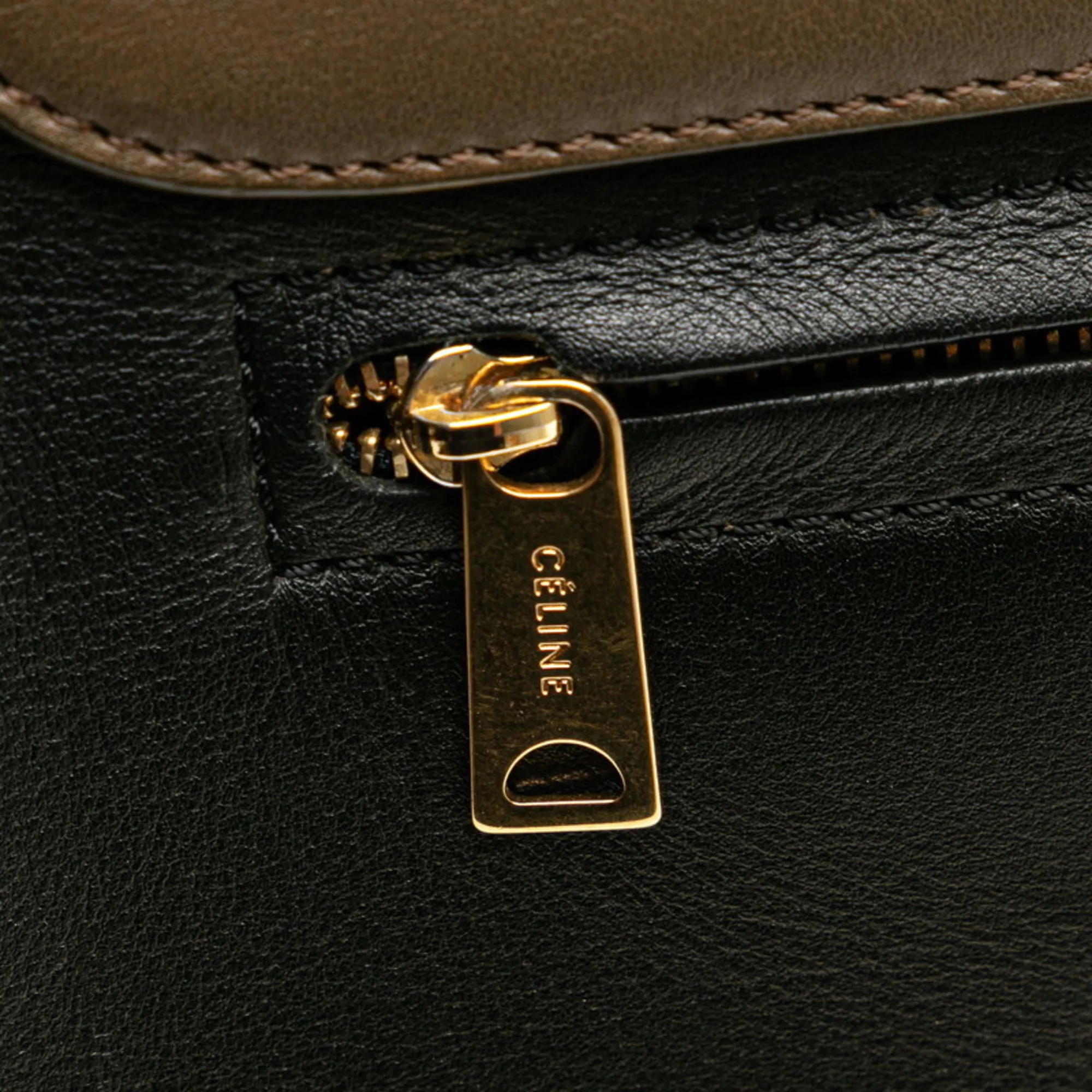 CELINE Black Leather Shoulder Bag